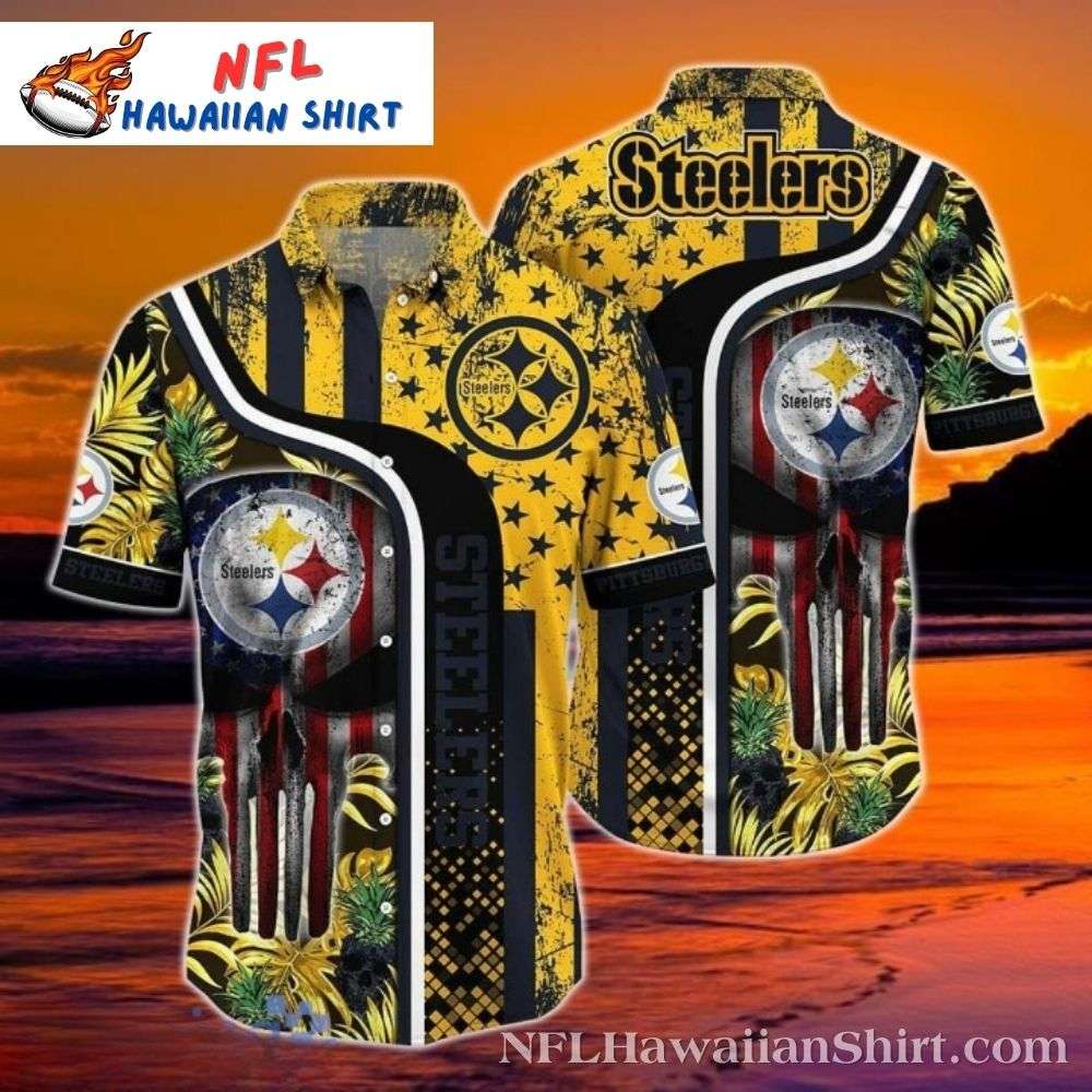 Pittsburgh Steelers Starry Night Palm Tropical Skull Hawaiian Shirt Gift For Sport Music Fans