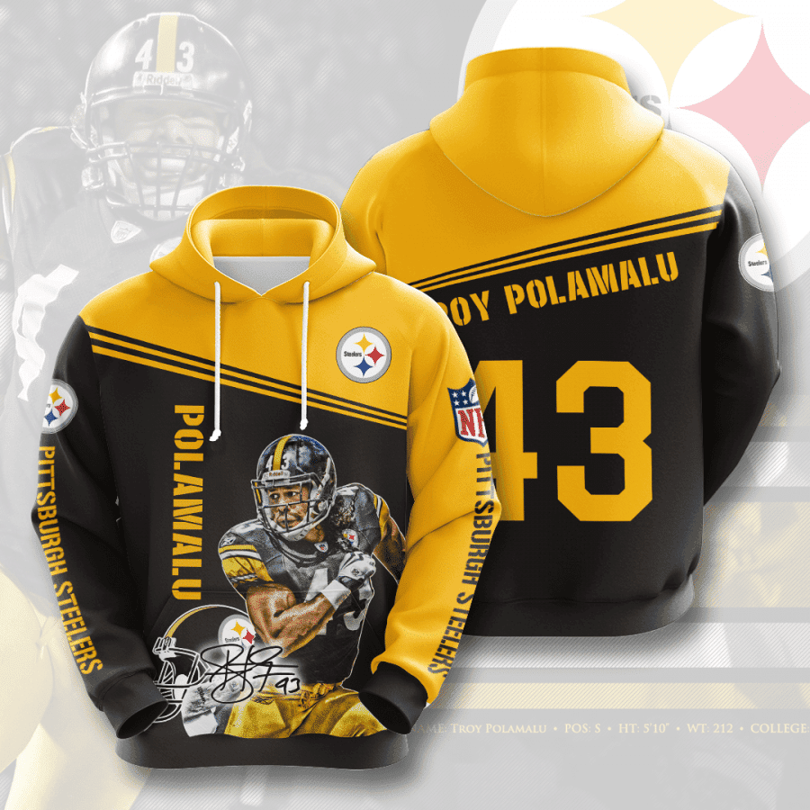 Pittsburgh Steelers Troy Polamalu 43 Hoodie  Zip Hoodie