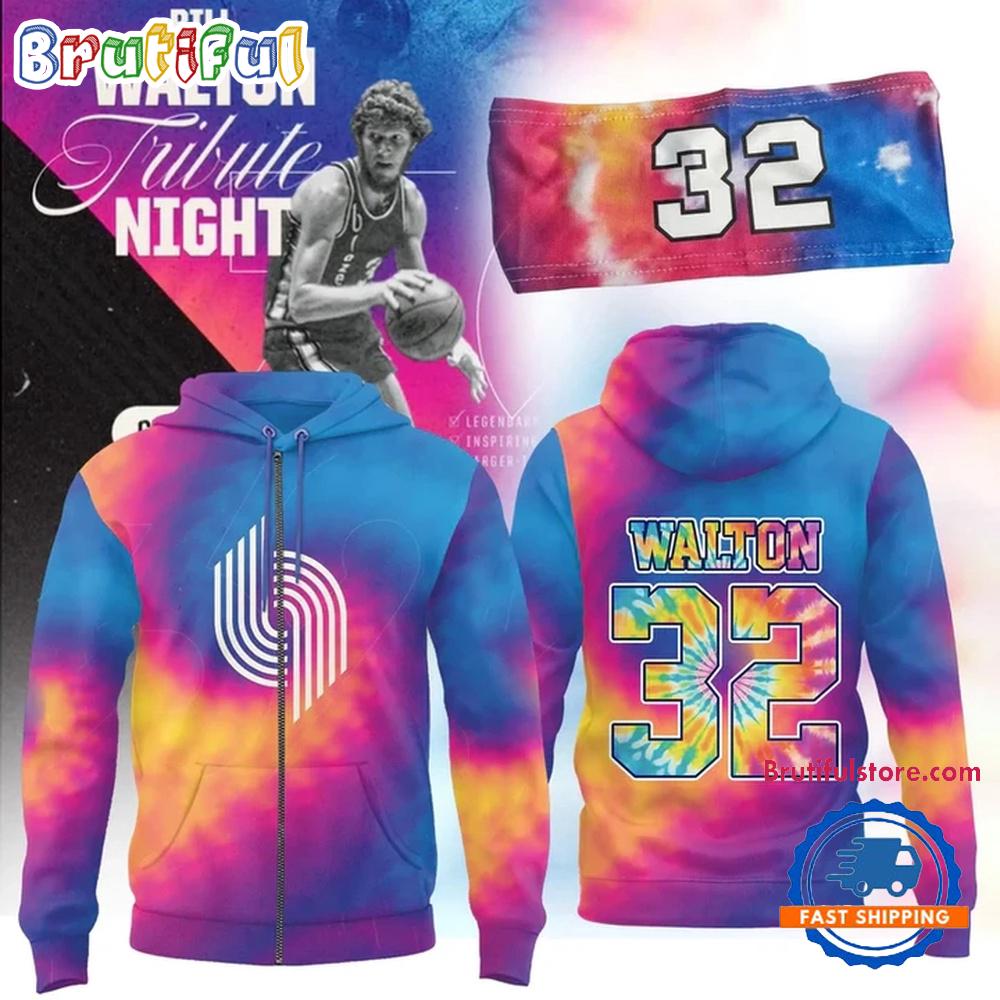 Portland Trail Blazers Bill Walton Tribute 2025 All Over Printed Zip Hoodie Gift For Sport Music Fans