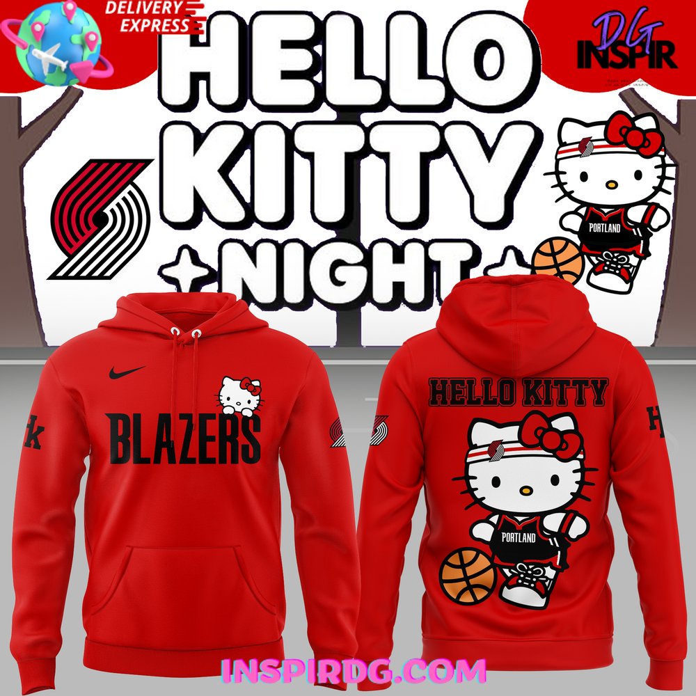 Portland Trail Blazers Hello Kitty 2025 Red Hoodie Gift For Sport Music Fans
