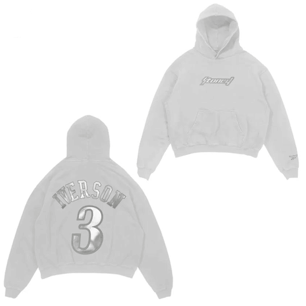 Post Malone x Reebok White Iverson Hoodie Post Malone Merch Gifts For Fathers Day From Wife