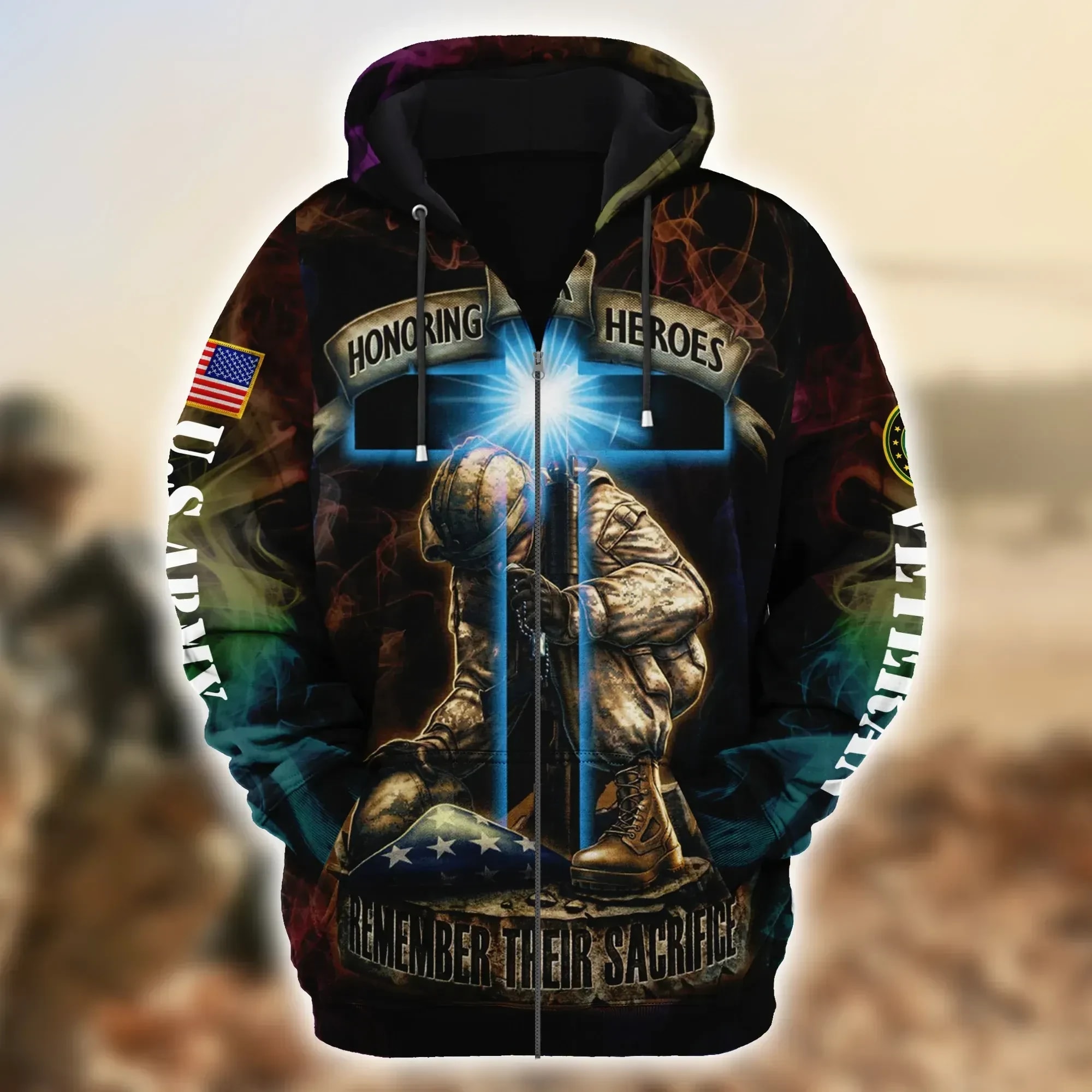 Premium Unique Veteran US.Army Zip Hoodie Ultra Soft and Warm