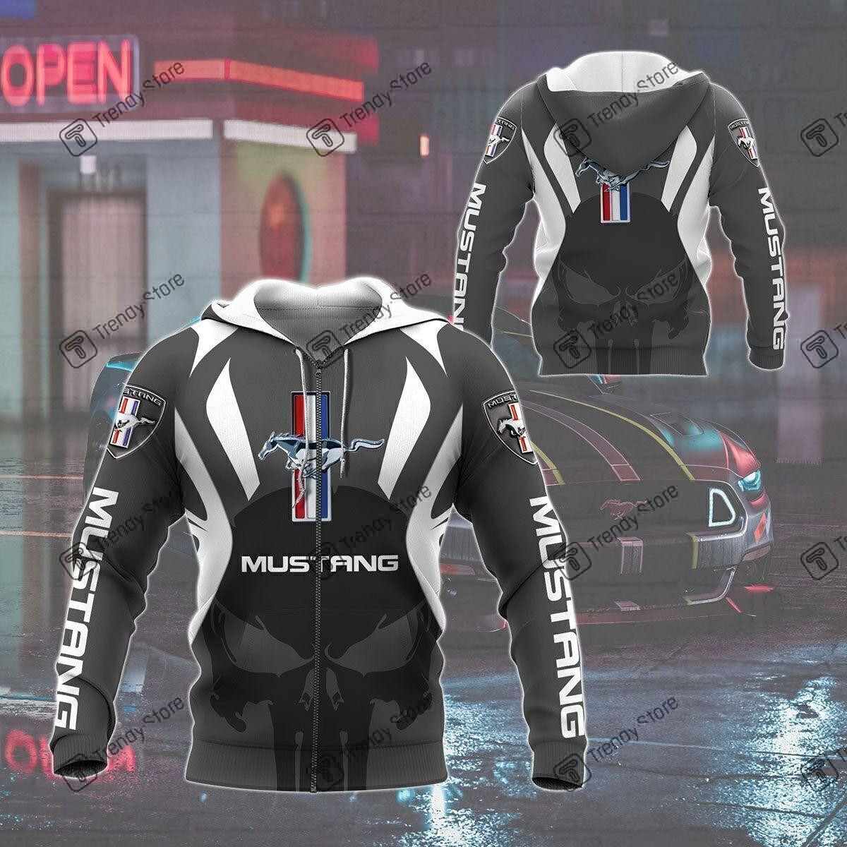 Punisher Ford Mustang Luxury Car 8k192 Fan Gift 3d Zip Hoodie Ii0