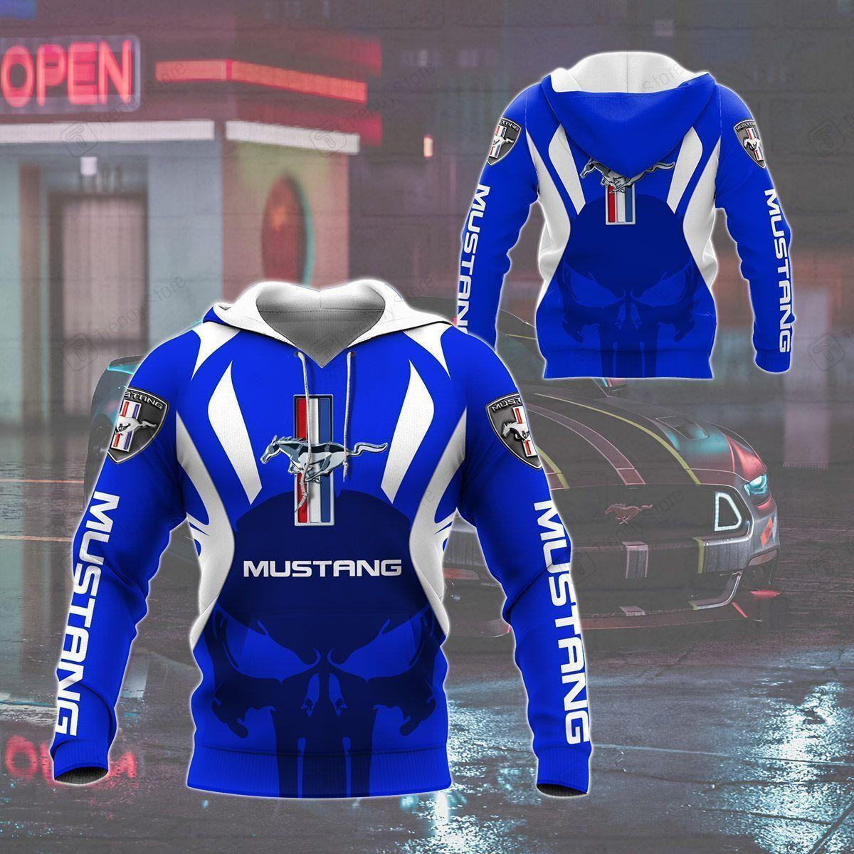 Punisher Ford Mustang Luxury Car 8k193 Fan Gift 3d Zip Hoodie Ii0