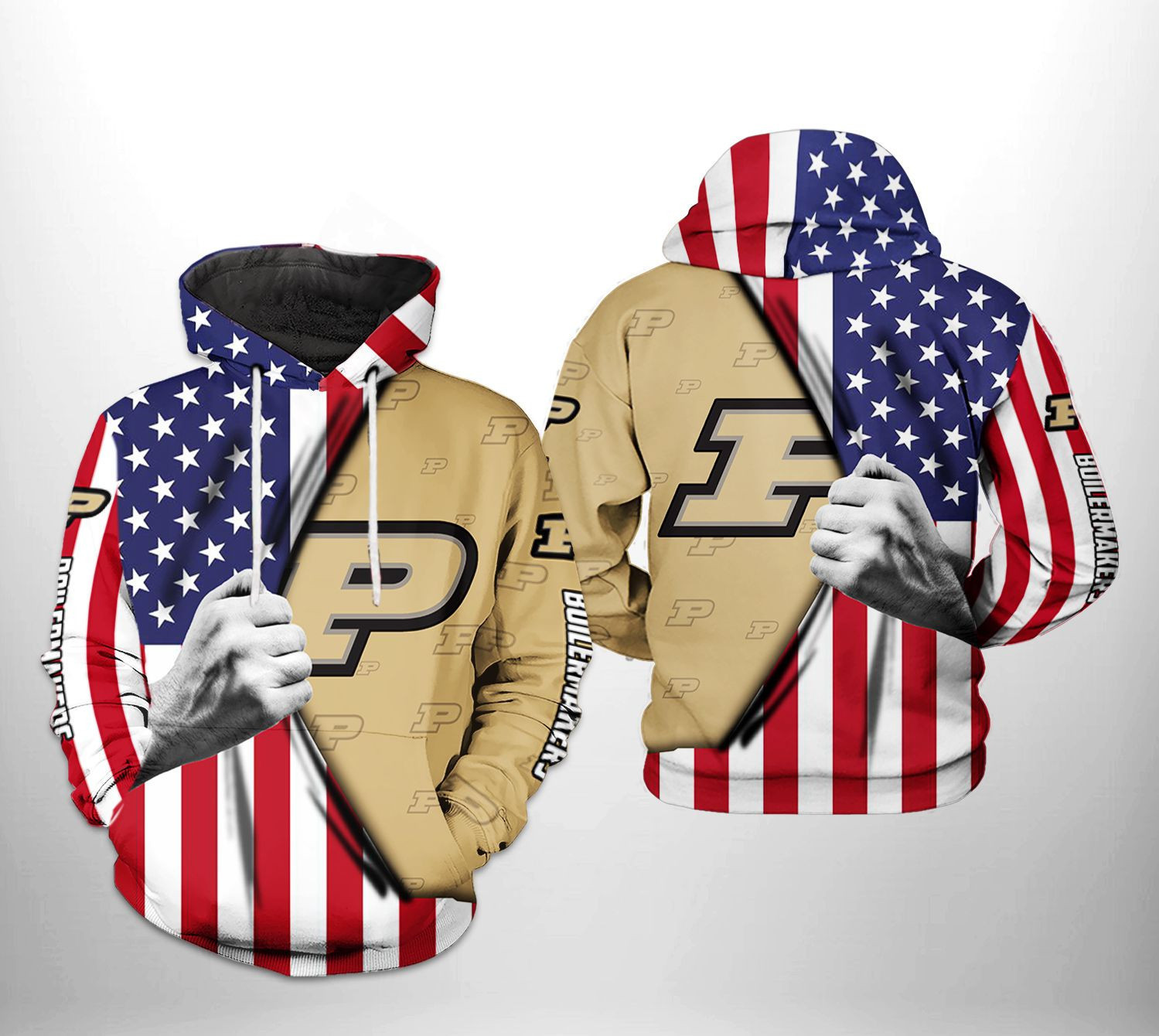Purdue Boilermakers NCAA US Flag Hoodie  Zip Hoodie Version 16