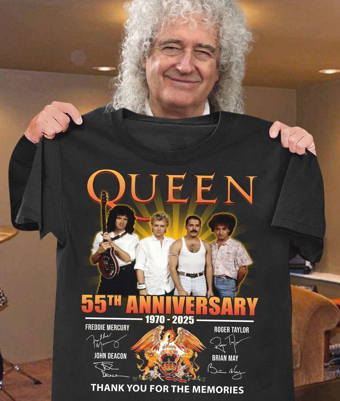 Queen 55th Anniversary 1970 2025 Thank You For The Memories T-Shirt Gifts For Band Fans