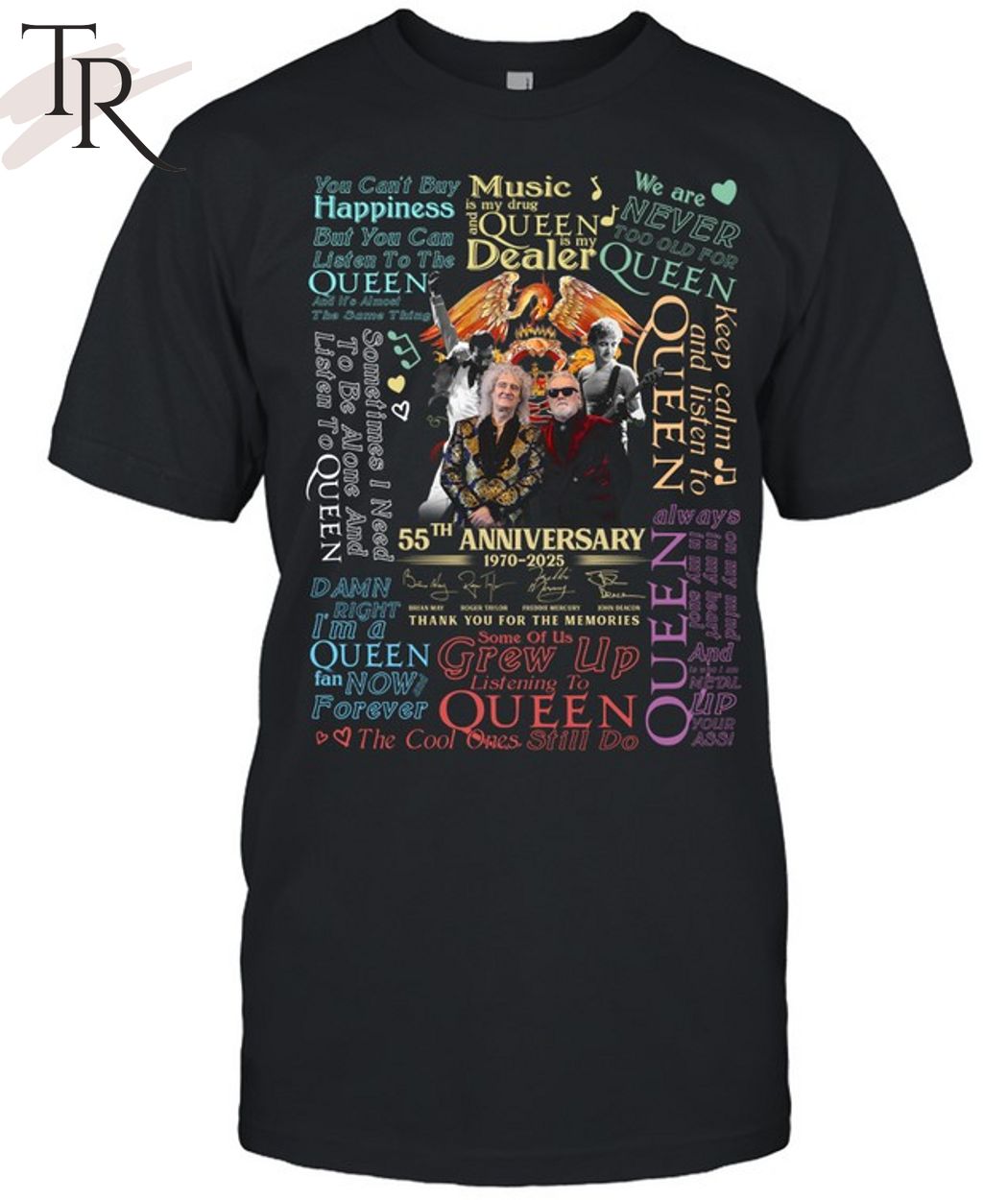 Queen Band 55th Anniversary Signature Thank You For The Memories T-Shirt