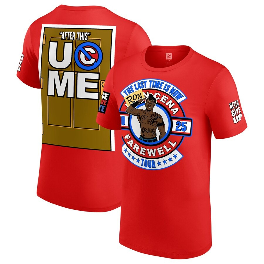 R-Truth Ron Cena T-Shirt Menâ€™s Red WWE The Last Time Is Now FareWell Tour 2025 Merch