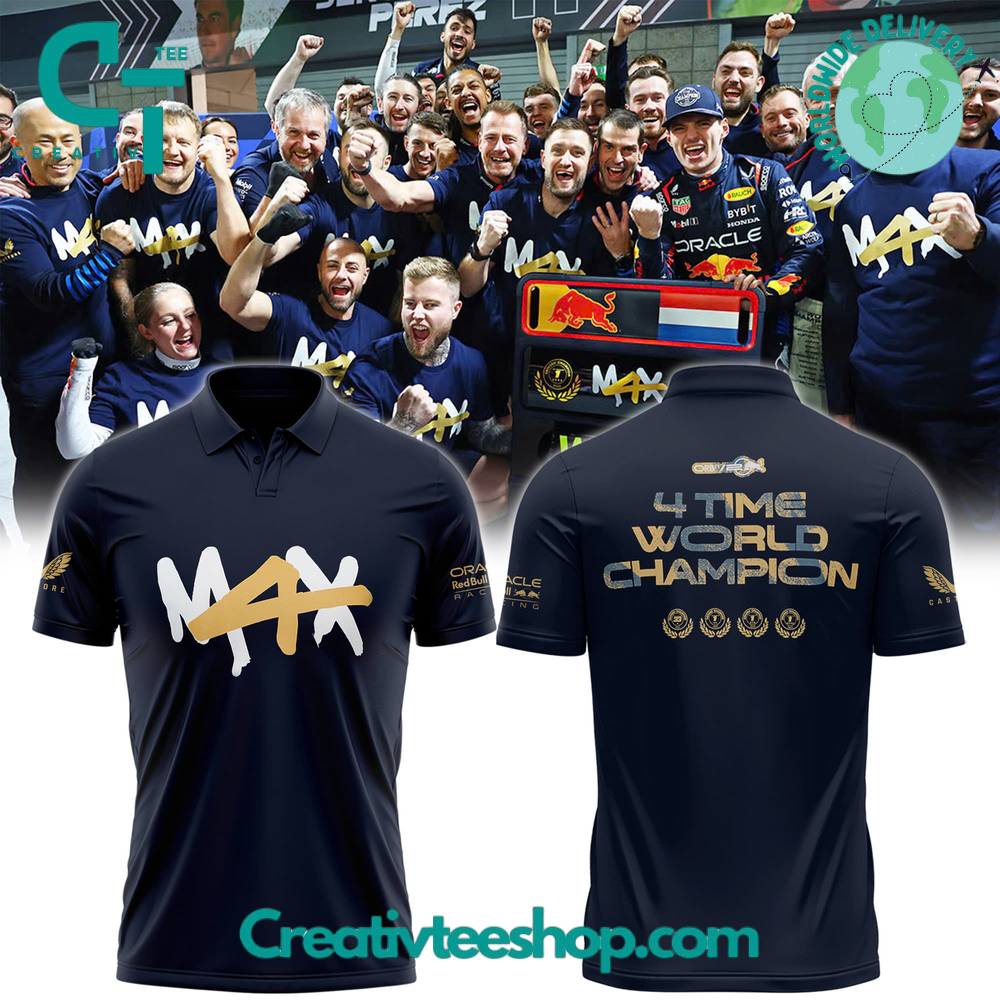 Red Bull Racing 2024 World Champion Winner Max Verstappen Polo Shirt
