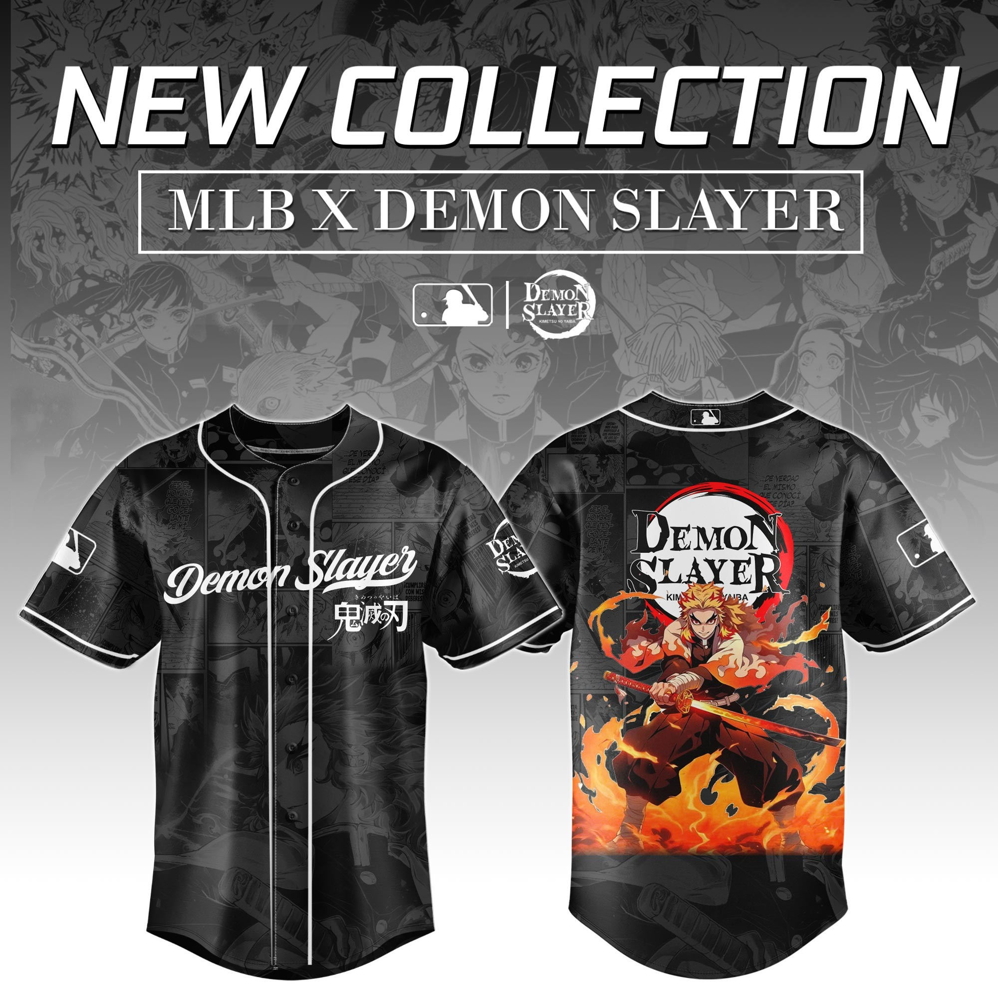 Rengoku Kyojuro Demon Slayer x MLB Baseball Jersey Editions  Demon Slayer Fan Shirt