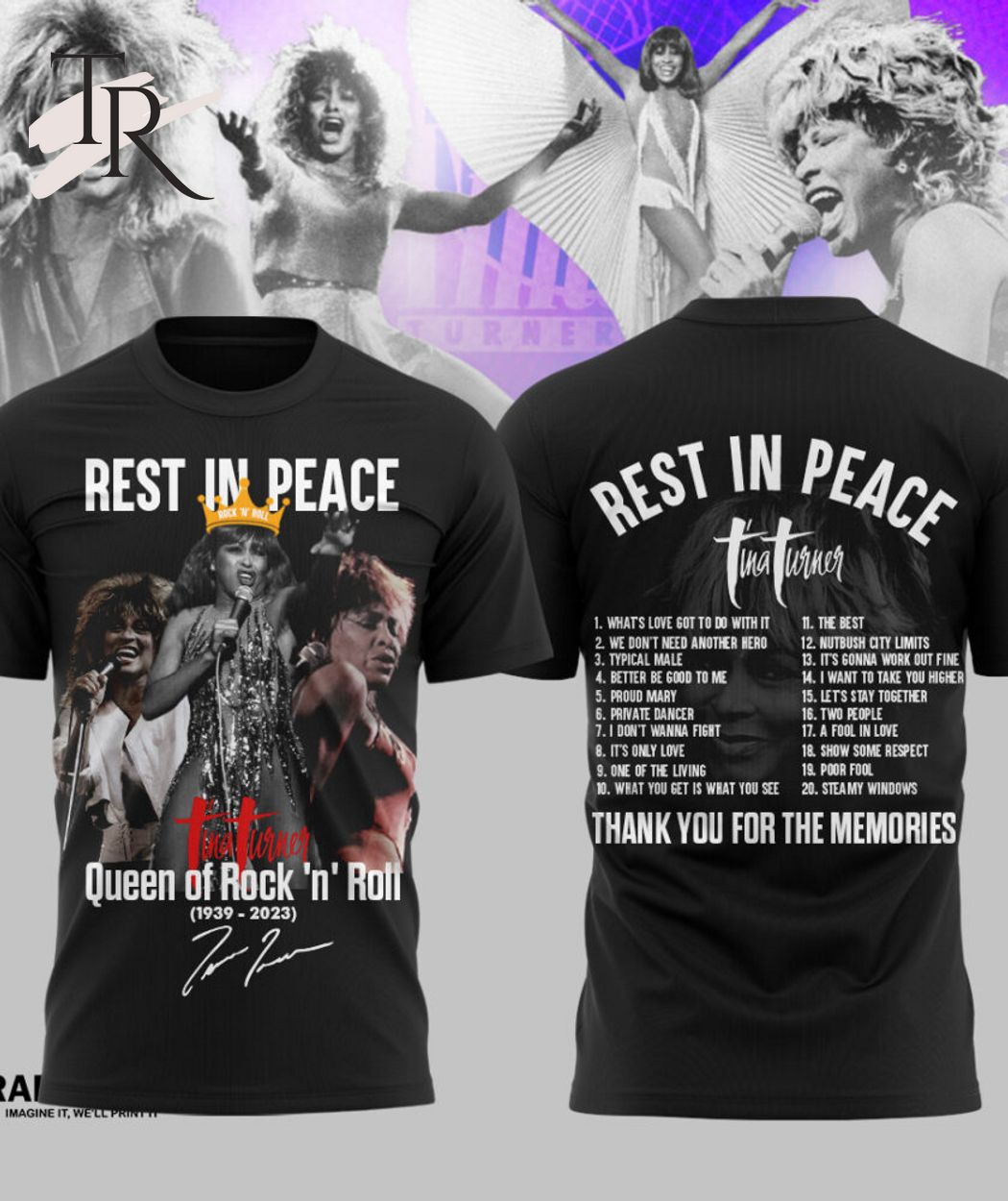 Rest In Peace Tina Turner Queen Of Rock 'N' Roll 1939 - 2023 Unisex T-Shirt