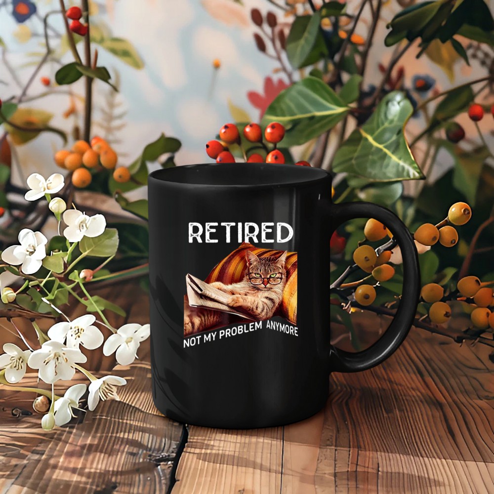Retirement 2024 Retired 2024 Not My Problem Anymore Cute Cat Mug