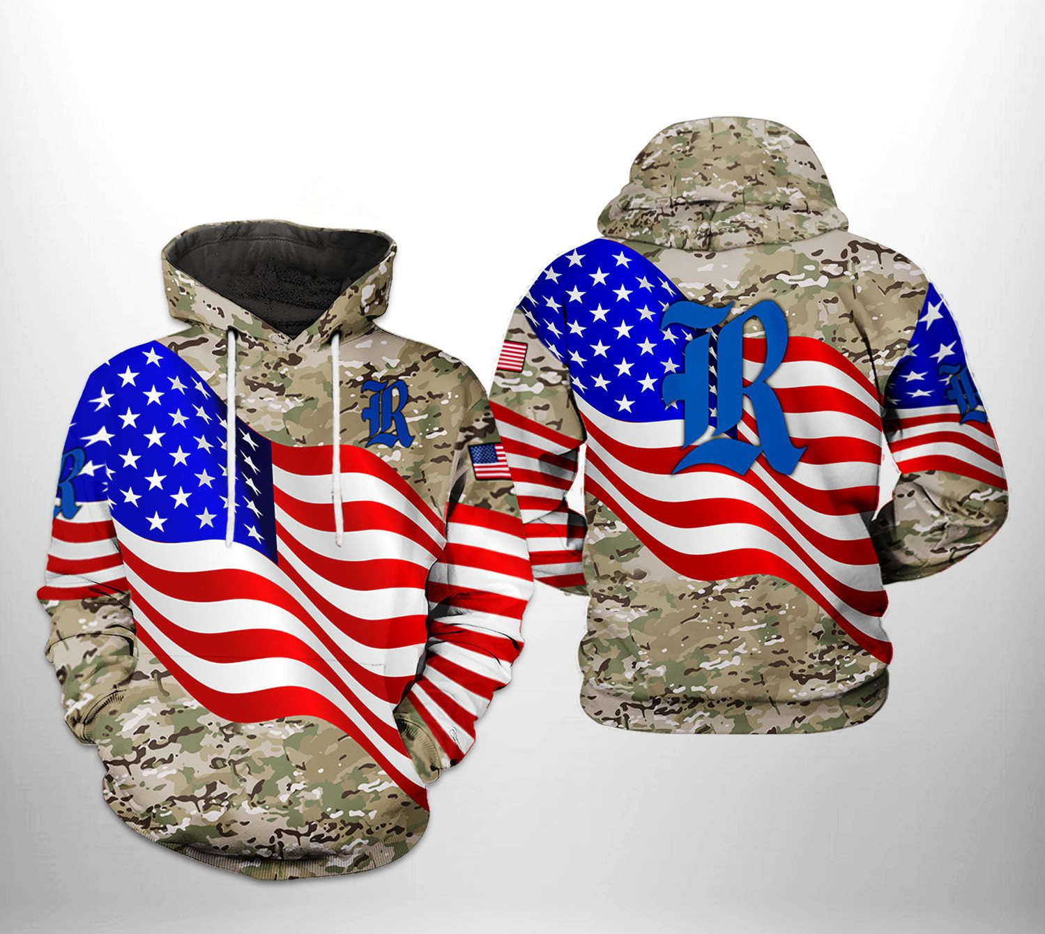 Rice Owls NCAA US Flag Camo Veteran Hoodie  Zip Hoodie