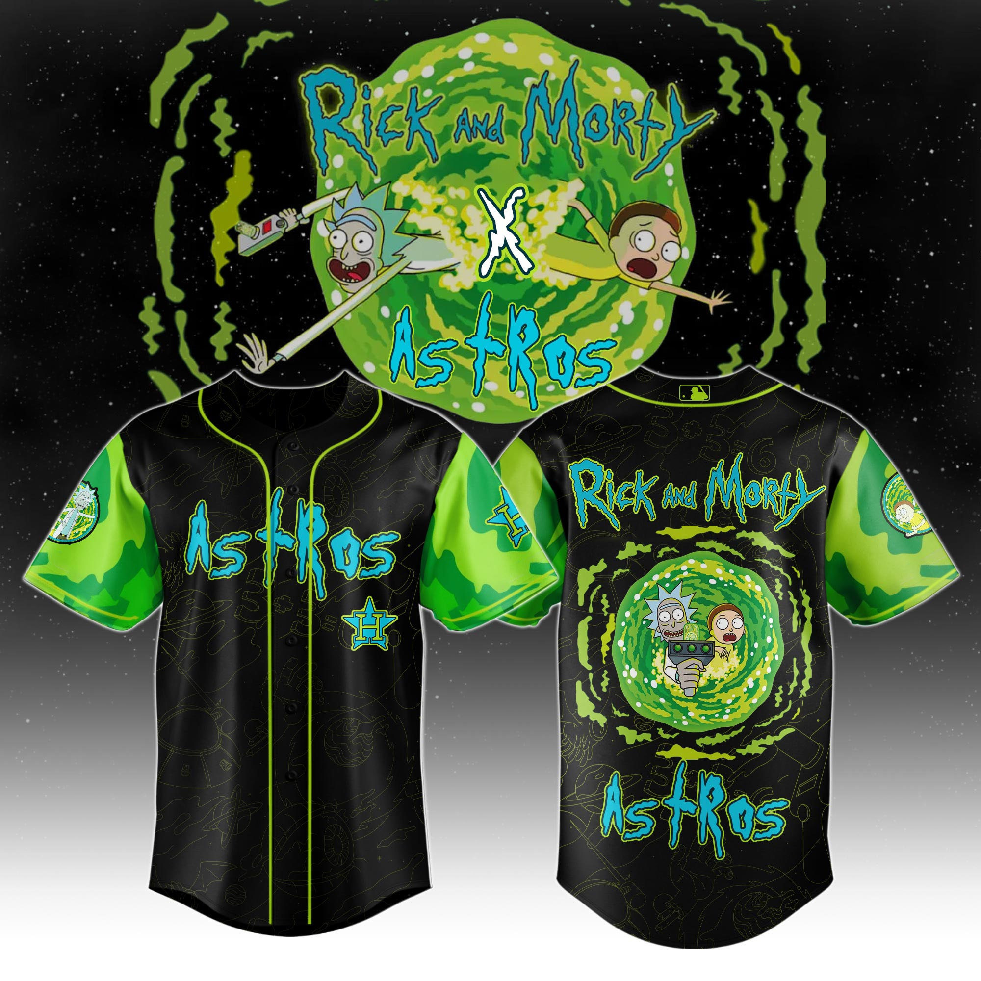 Rick And Morty x MLB Houston Astros  Edition Jersey Baseball Enthusiast Gifts