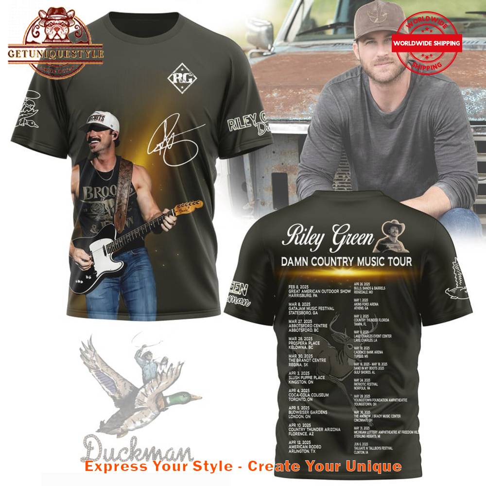Riley Green Damn Country Music Tour 2025 T-shirt Gift For Sport Music Fans