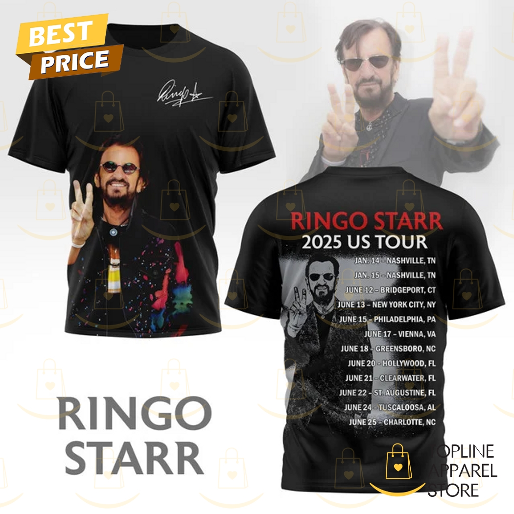 Ringo Starr 2025 Us Tour Signature 3D T-Shirt Premium Merchandise