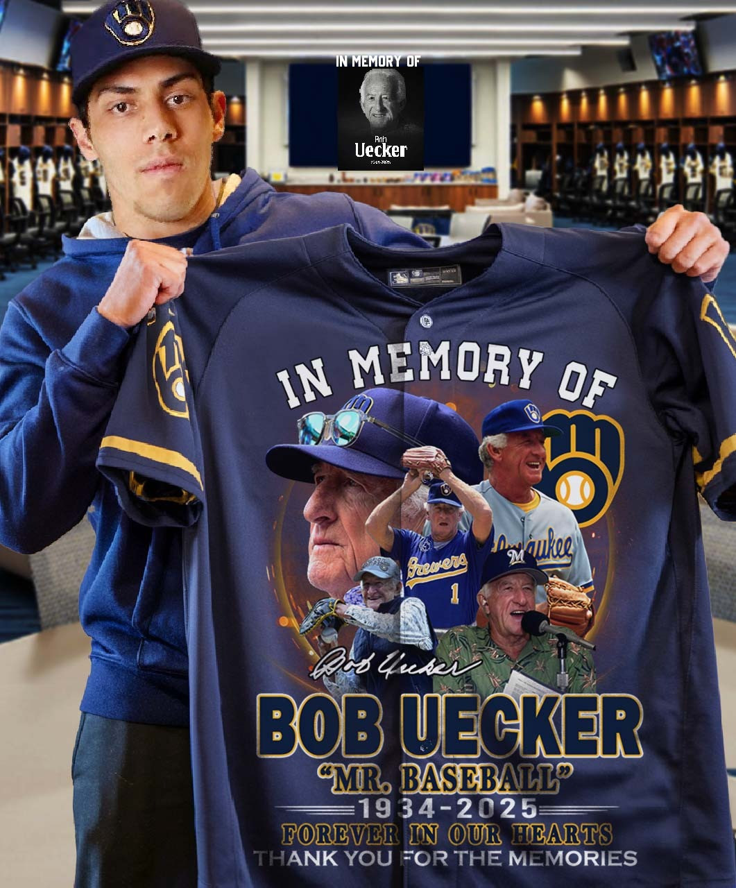 RIP Bob Uecker Baseball Jersey In Memory Of Mr. Baseball Brewers Bob Uecker Jersey Shirt