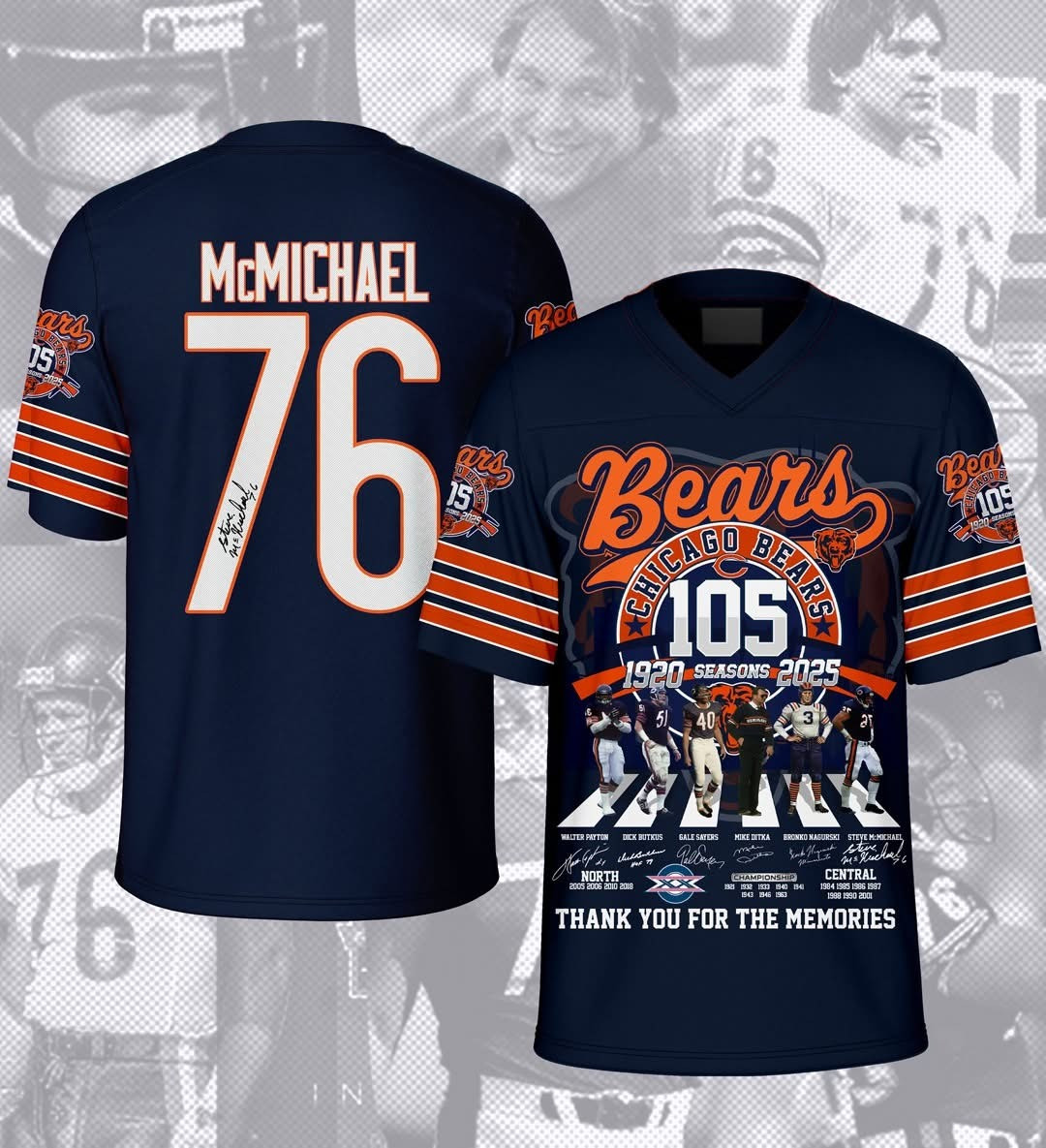 RIP Steve Mongo McMichael Jersey #76 Chicago Bears Thank You For The Memories Fan Gifts