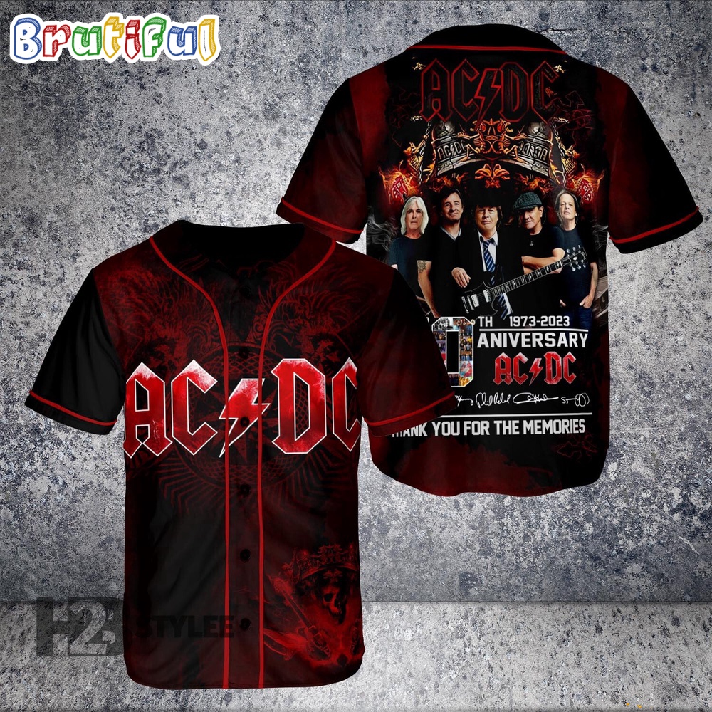 Rock And Roll Bells Bells Lovers ACDC Pwr Up Tour 2024 Jersey 50Th Anniversary Baseball Jersey Shirt