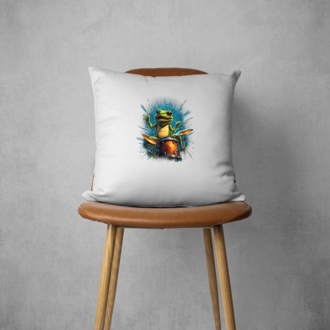 Rocker Drumming Frog Drummer Pillows
