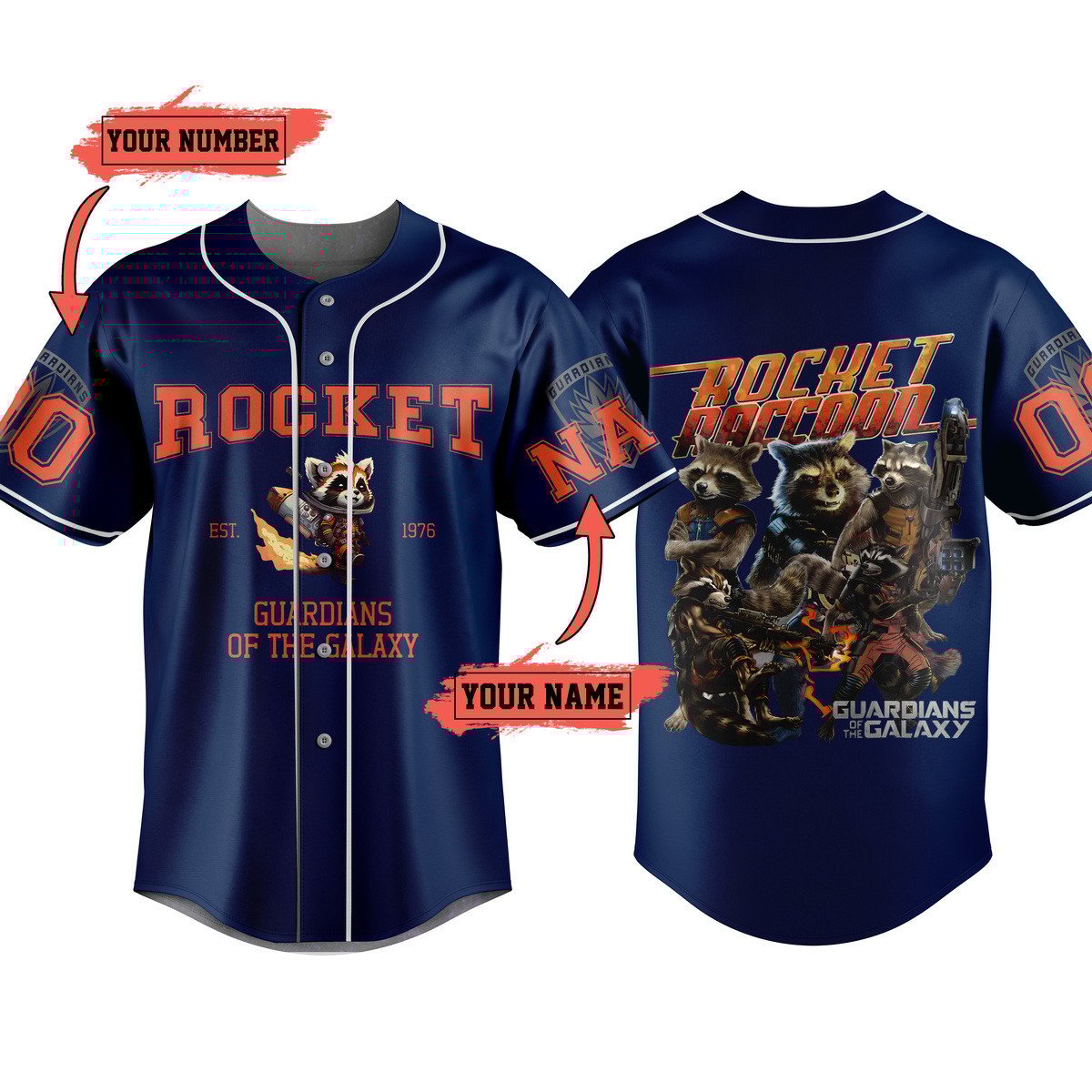 Rocket Raccoon Baseball Jersey For Fans