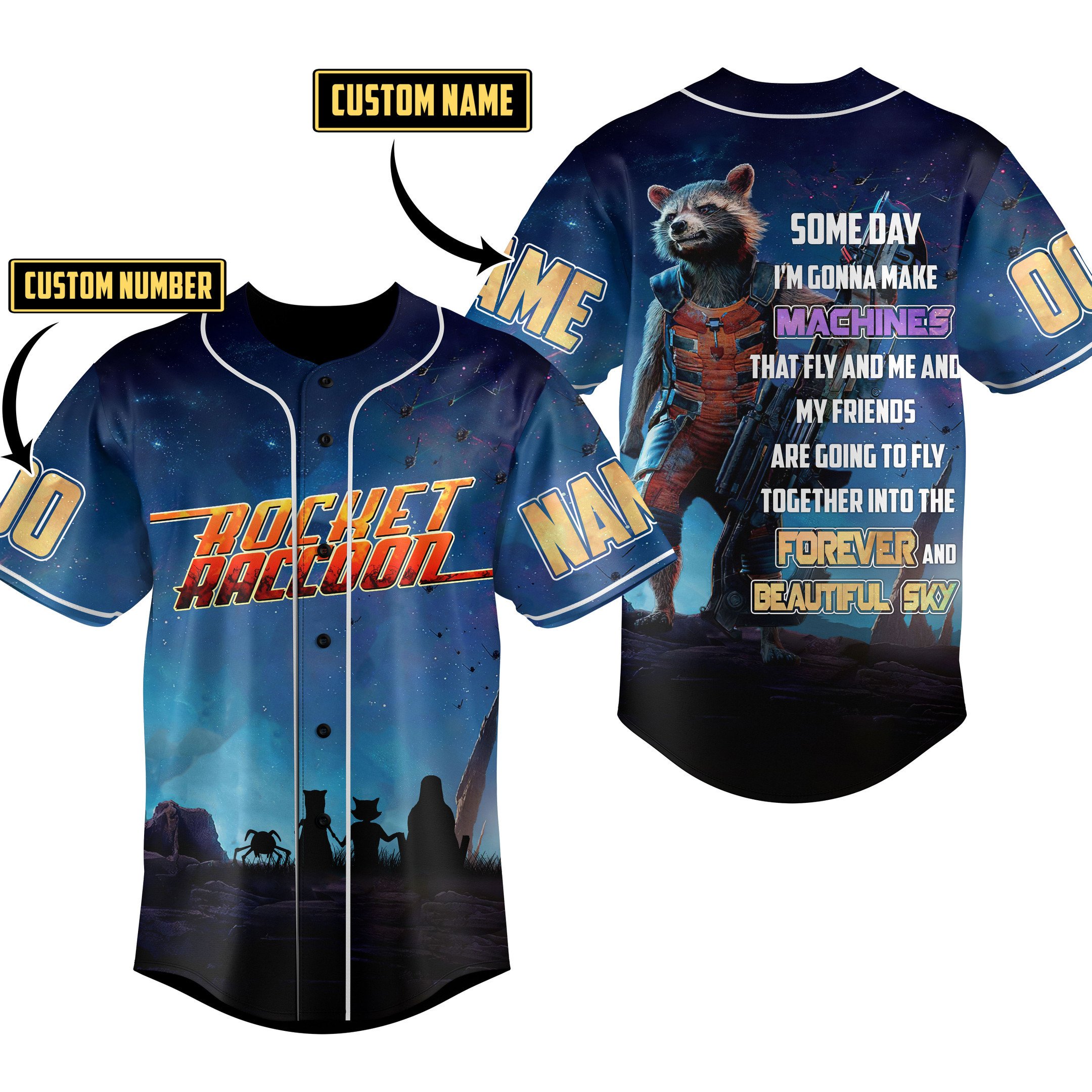 Rocket Raccoon Baseball Jersey For Fans