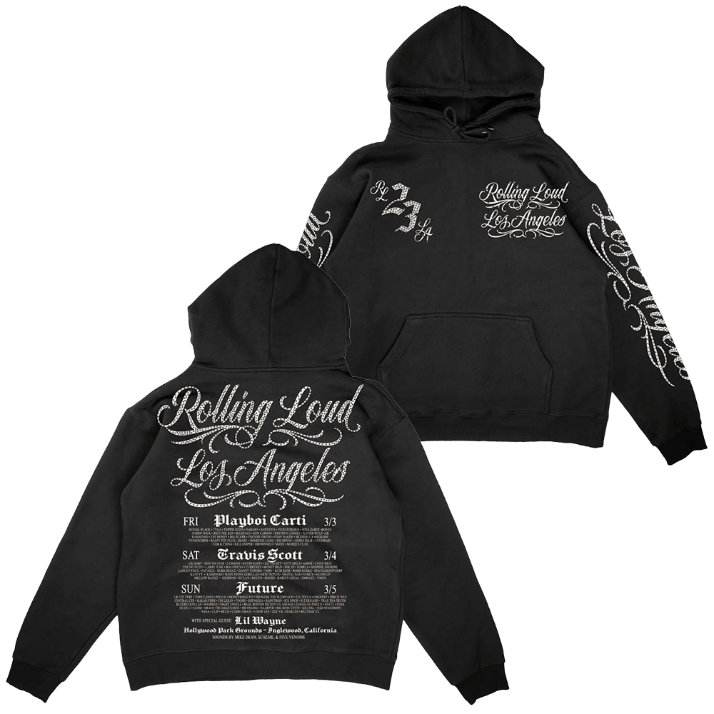 Rolling Loud Merch Rolling Loud 2023 RhineStone Hoodie Fathers Day Gifts For Friends