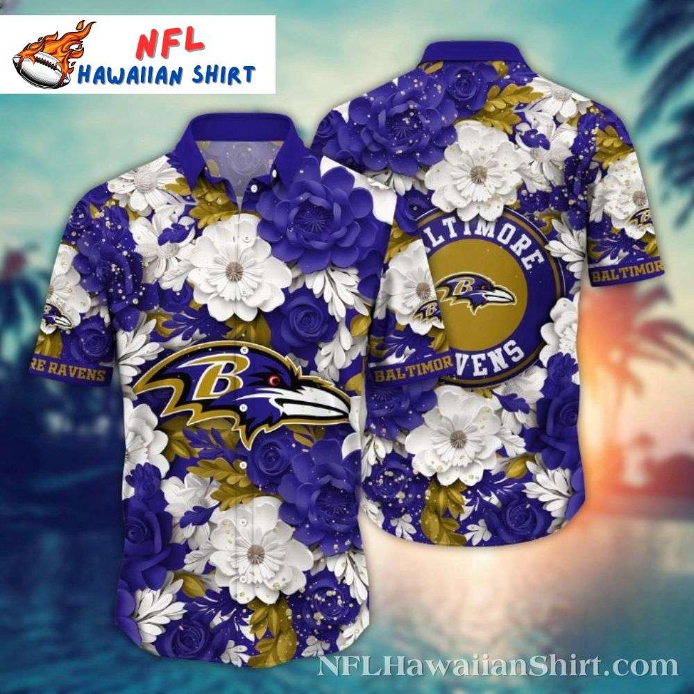 Royal Bloom Baltimore Ravens Hawaiian Shirt Gift For Sport Music Fans
