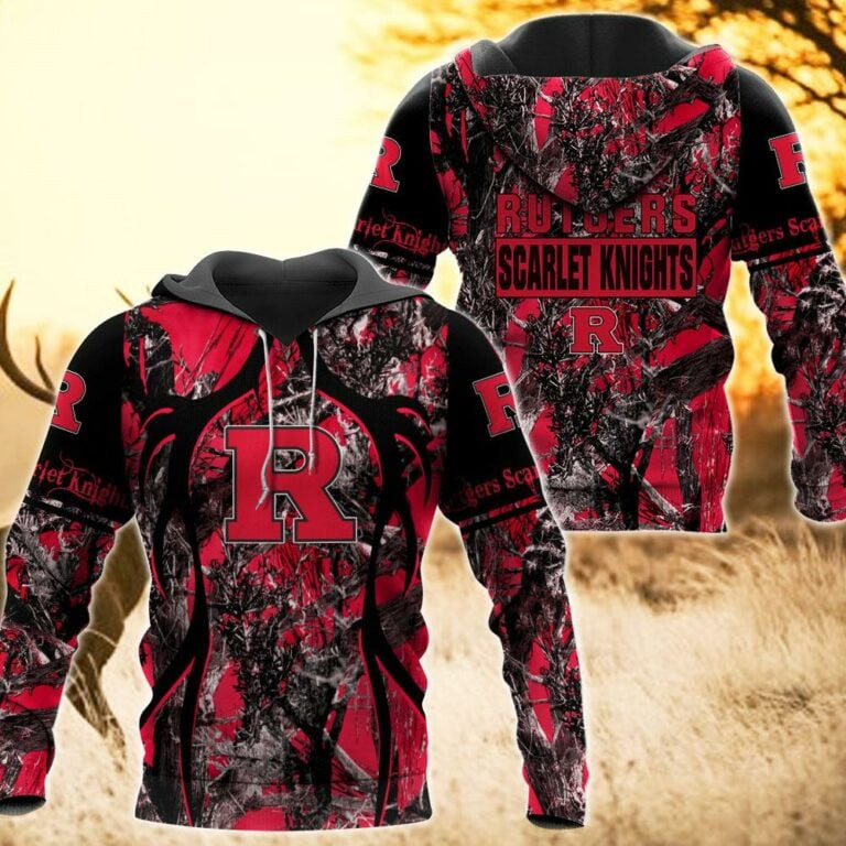 Rutgers Scarlet Knights Camo Hunting 3D printed Sweatshirt Hoodie Zipped Hoodie