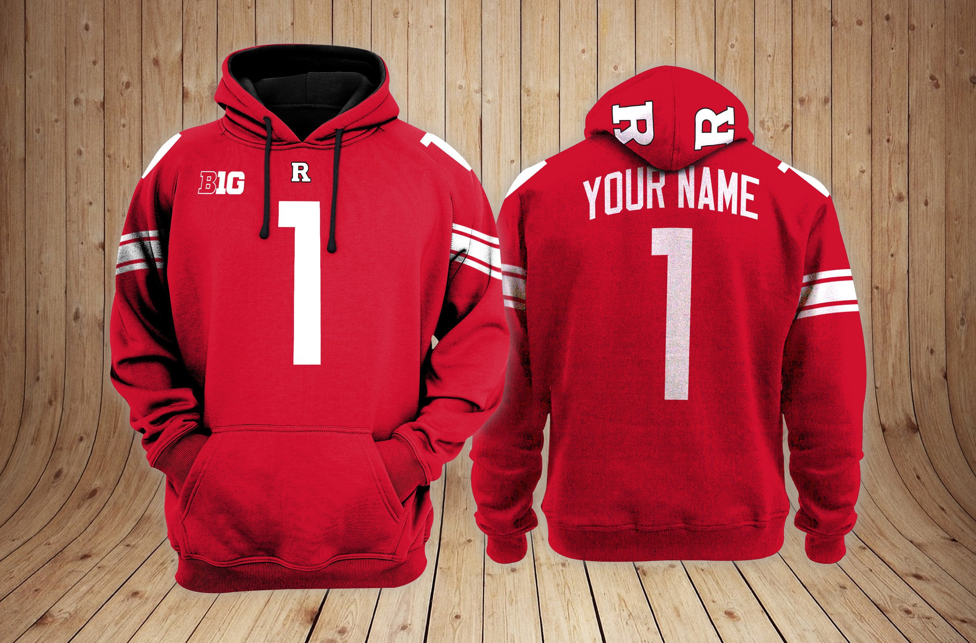 Rutgers Scarlet Knights Football Custom 3D printed Sweatshirt Hoodie Zipped Hoodie
