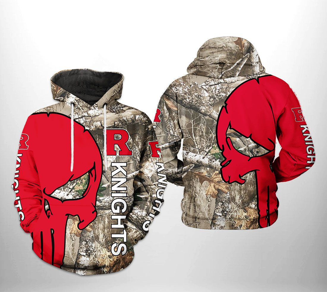 Rutgers Scarlet Knights NCAA Camo Veteran Hunting Hoodie  Zip Hoodie