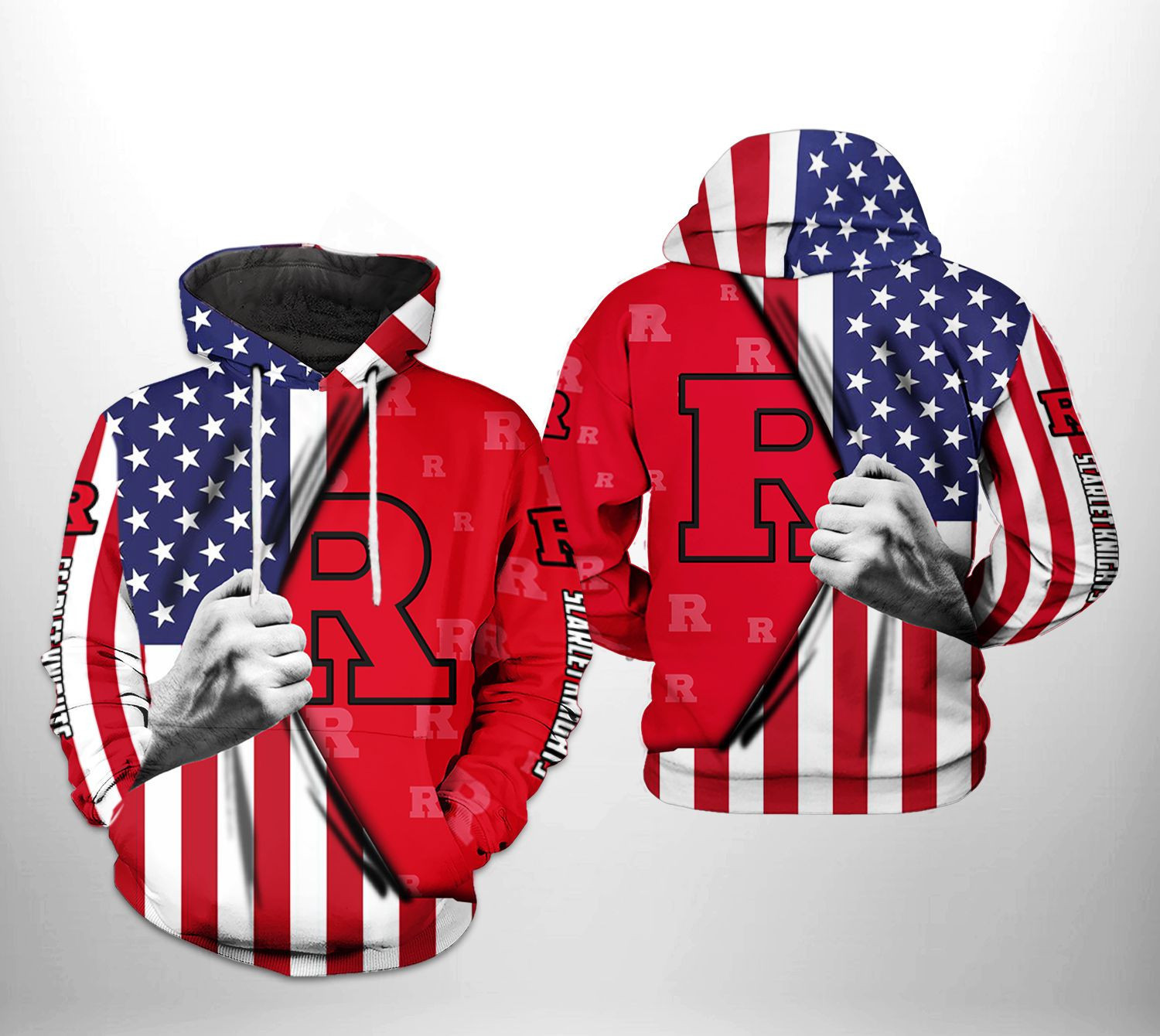 Rutgers Scarlet Knights NCAA US Flag Hoodie  Zip Hoodie Version 2182