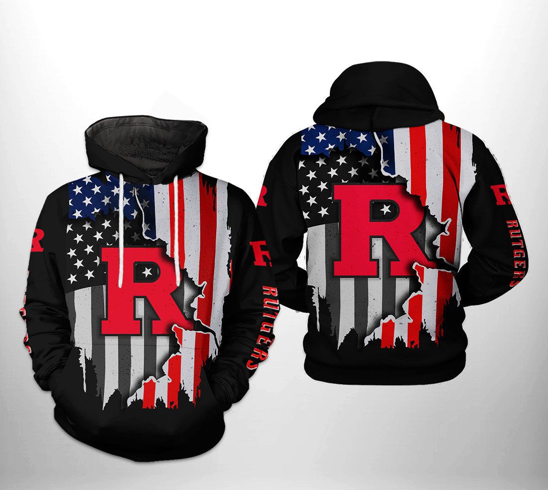 Rutgers Scarlet Knights NCAA US Flag Hoodie  Zip Hoodie Version 2198