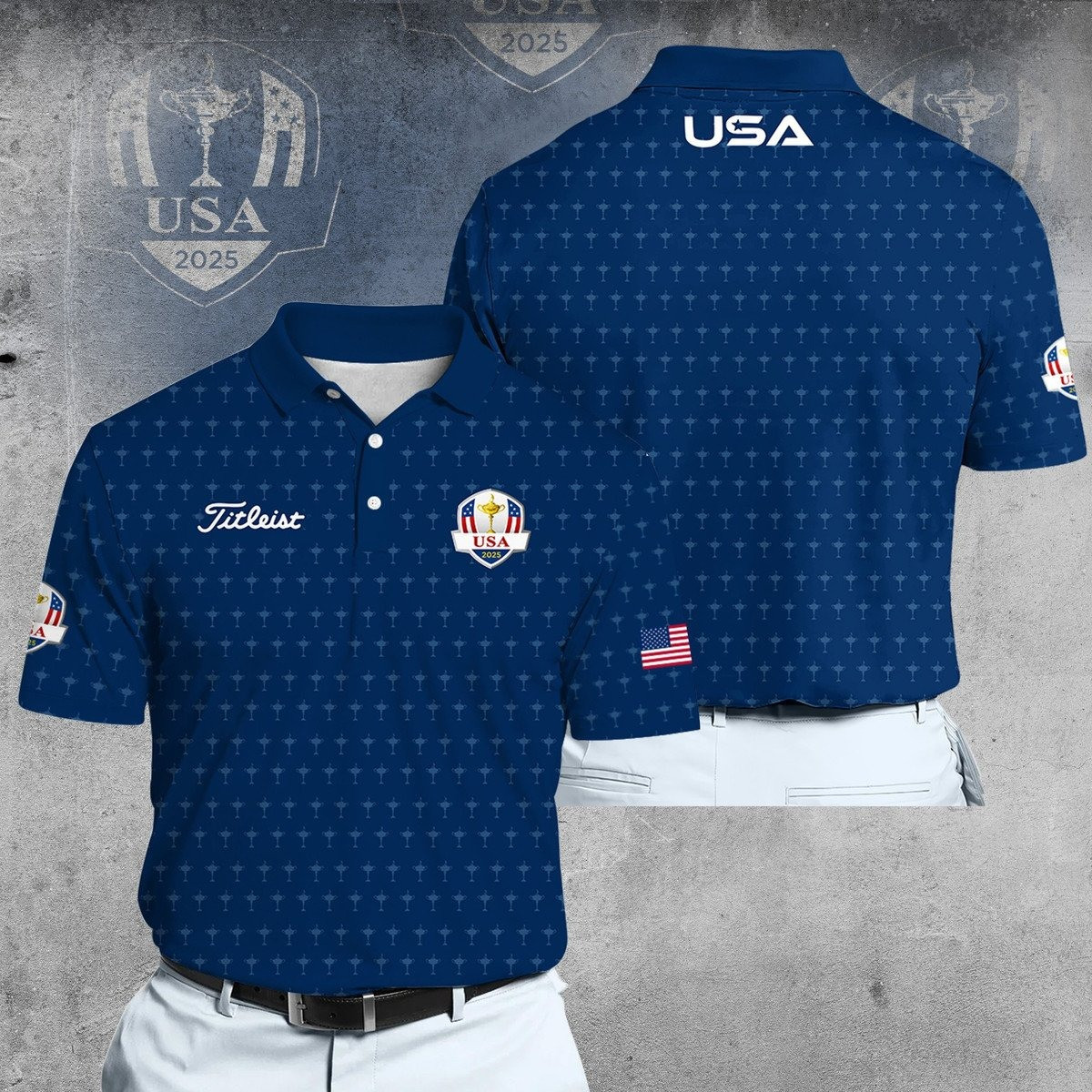 Ryder Cup USA Team Blue V3 Men Polo Shirt Golf Gifts For Men