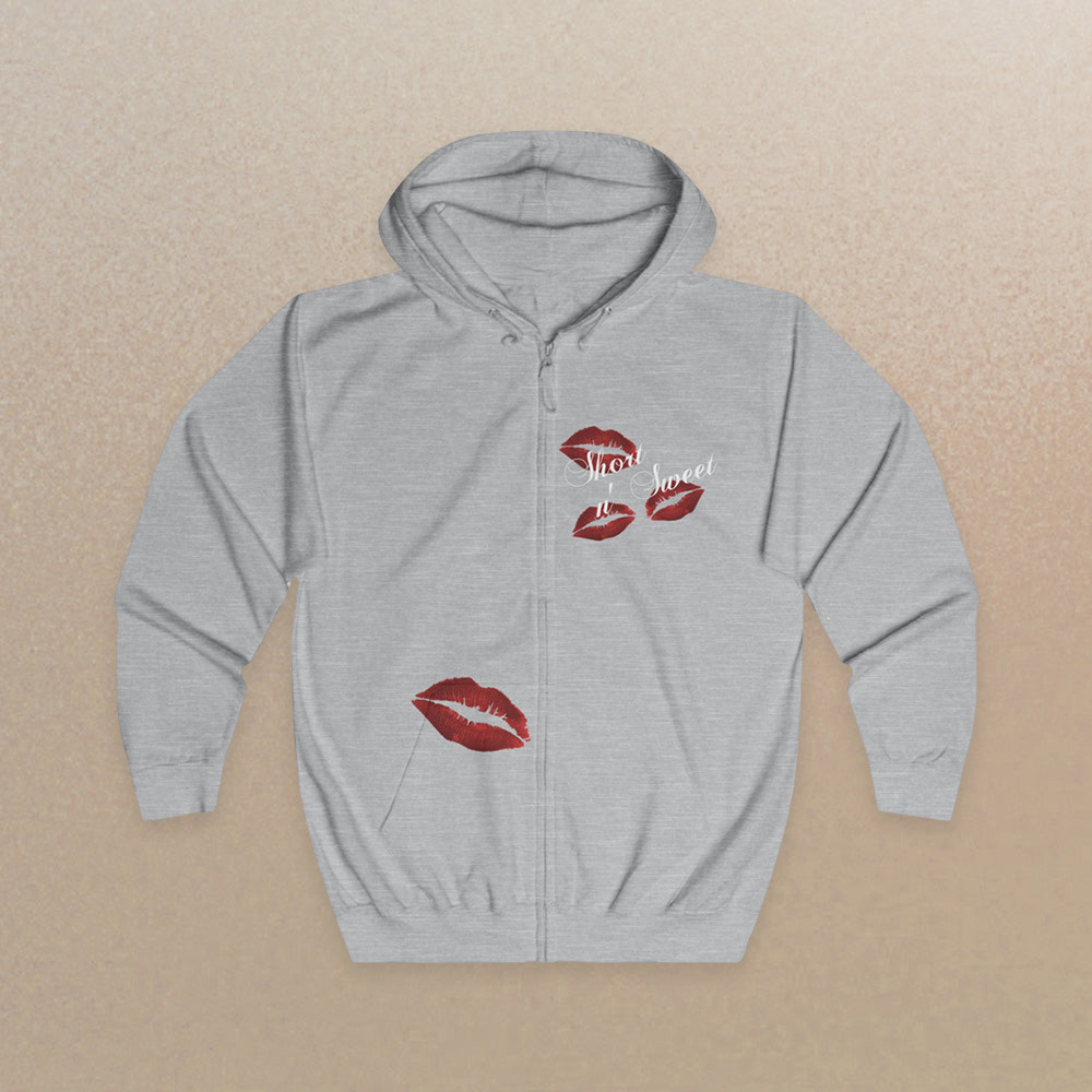 Sabrina Carpenter Zip Hoodie â€“ Short n Sweet Signature Kisses Hoodie Tour Merch