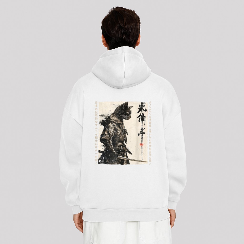 Samurai Cat Warrior Ukiyo Ink Artwork Cat Samurai Hoodie