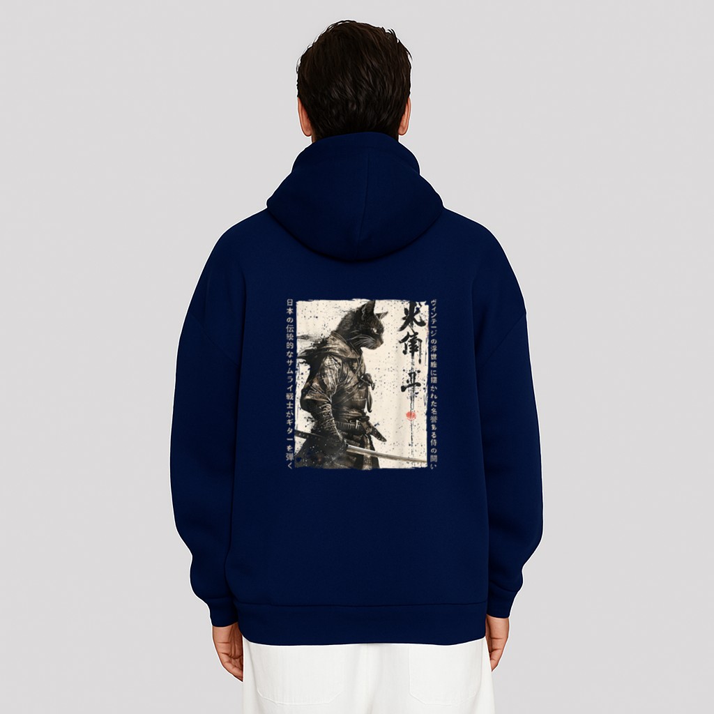 Samurai Cat Warrior Ukiyo Ink Artwork Cat Samurai Hoodie