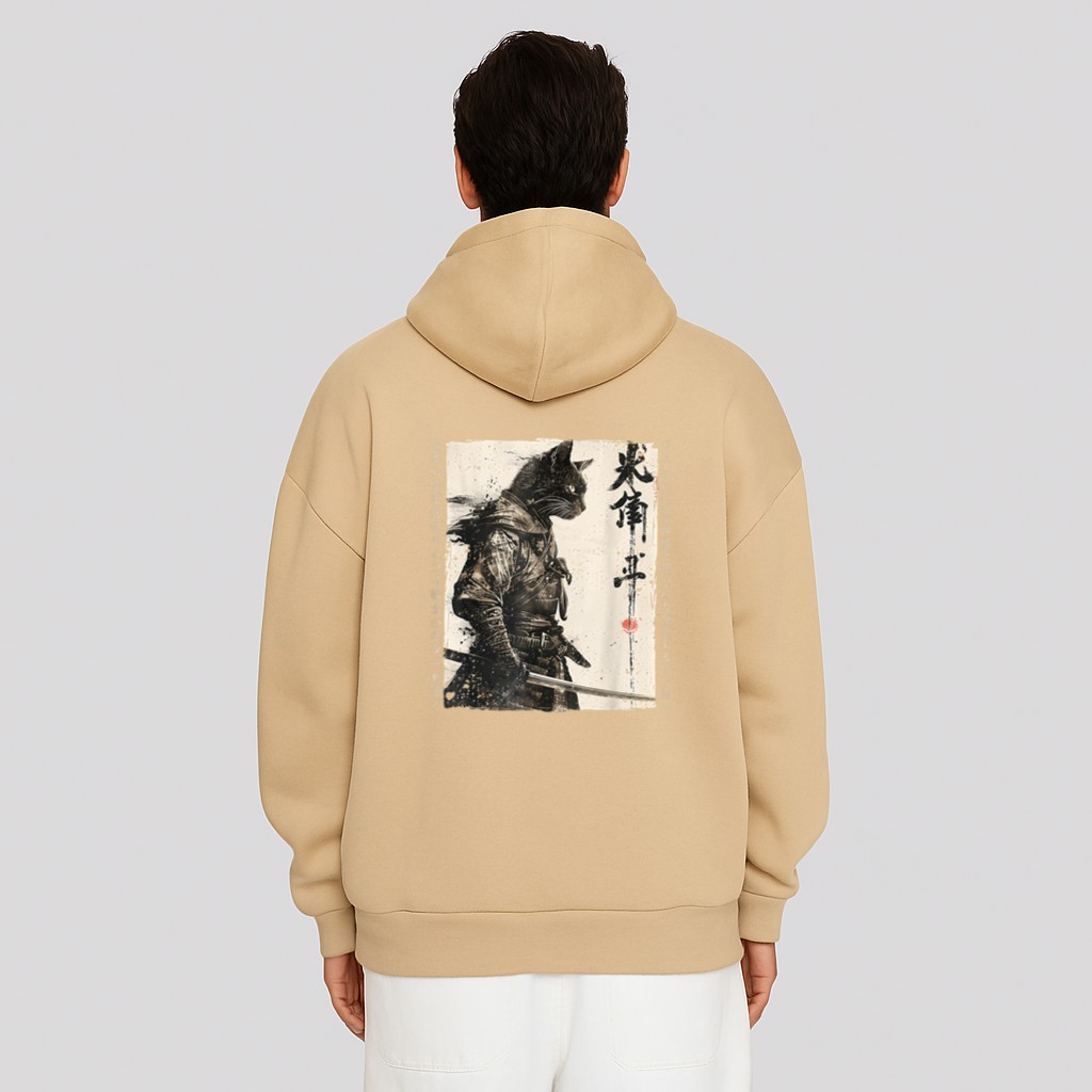 Samurai Cat Warrior Ukiyo Ink Artwork Cat Samurai Hoodie