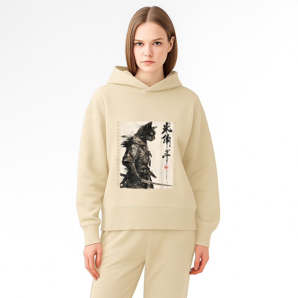 Samurai Cat Warrior Ukiyo Ink Artwork Cat Samurai Hoodie