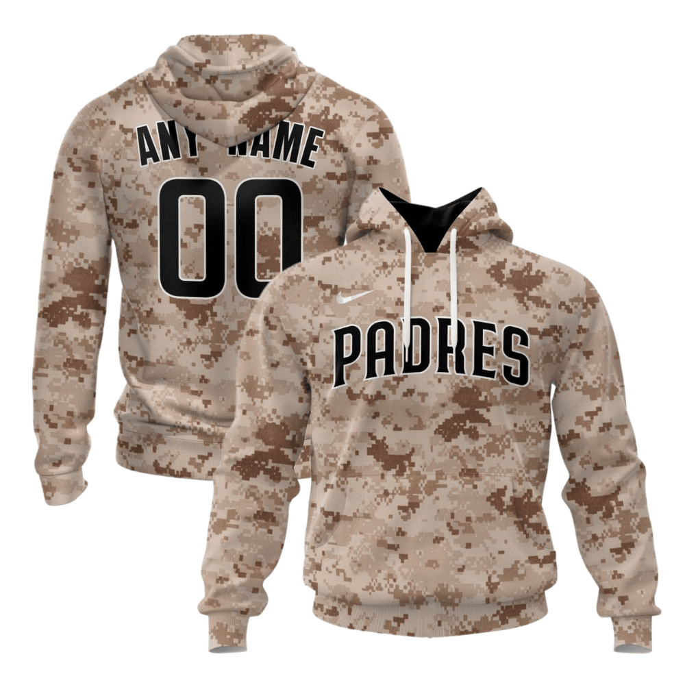 San Diego Padres 2024/25 Alternate Kits Custom All Over Printed Pullover Hoodie - Camo
