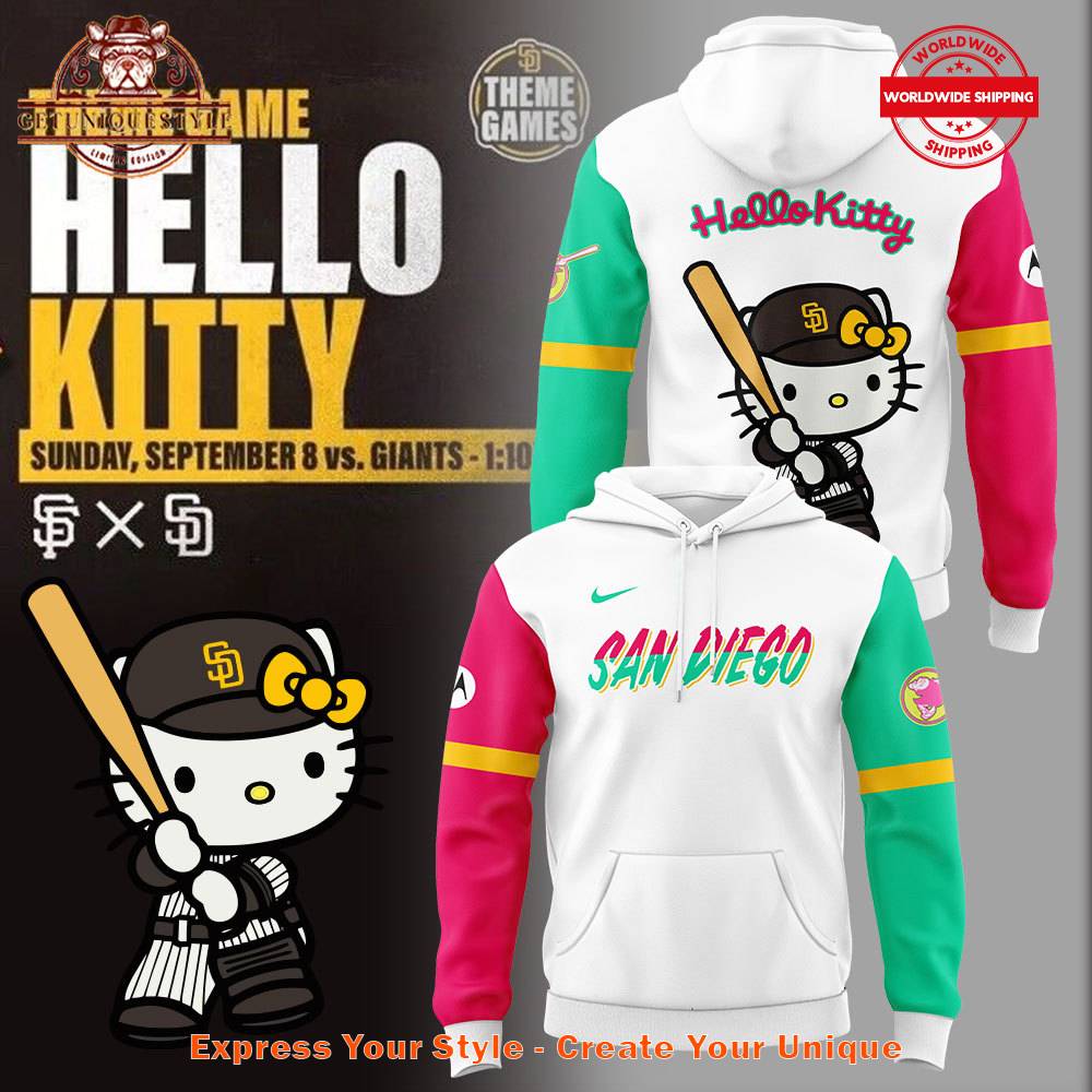 San Diego Padres Hello Kitty 2025 Hoodie