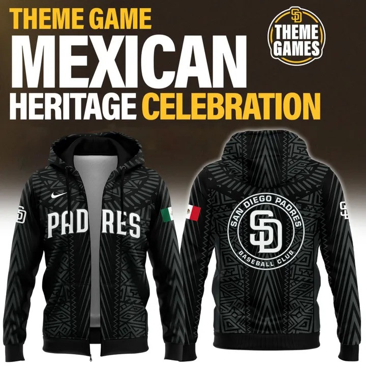 San Diego Padres Mexican Heritage Celebration Zip Up Hoodie Mens Baseball Padres Fan Gifts