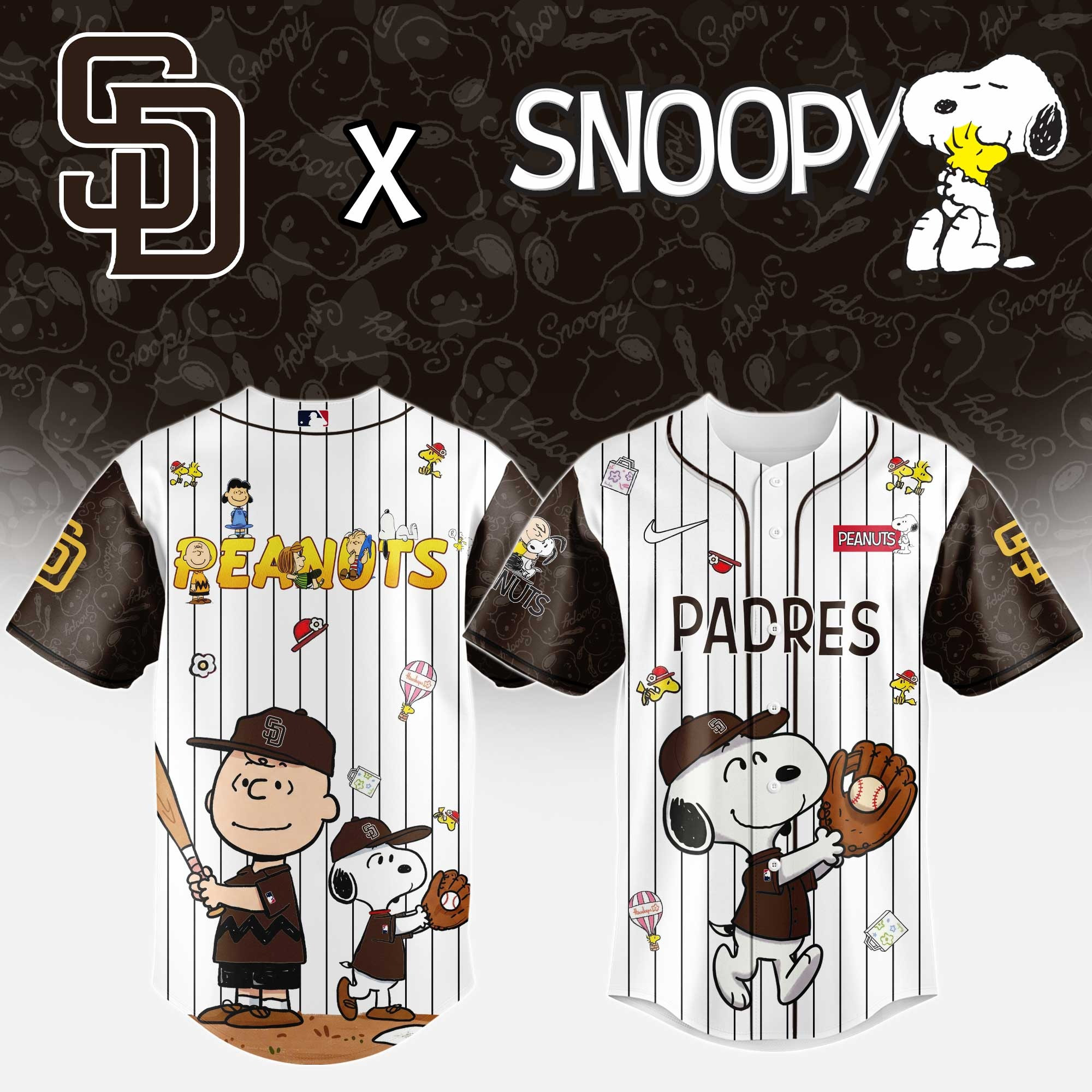San Diego Padres MLB 75Th Anniversary Of Peanuts Snoopy Jersey Gifts For Baseball Fans