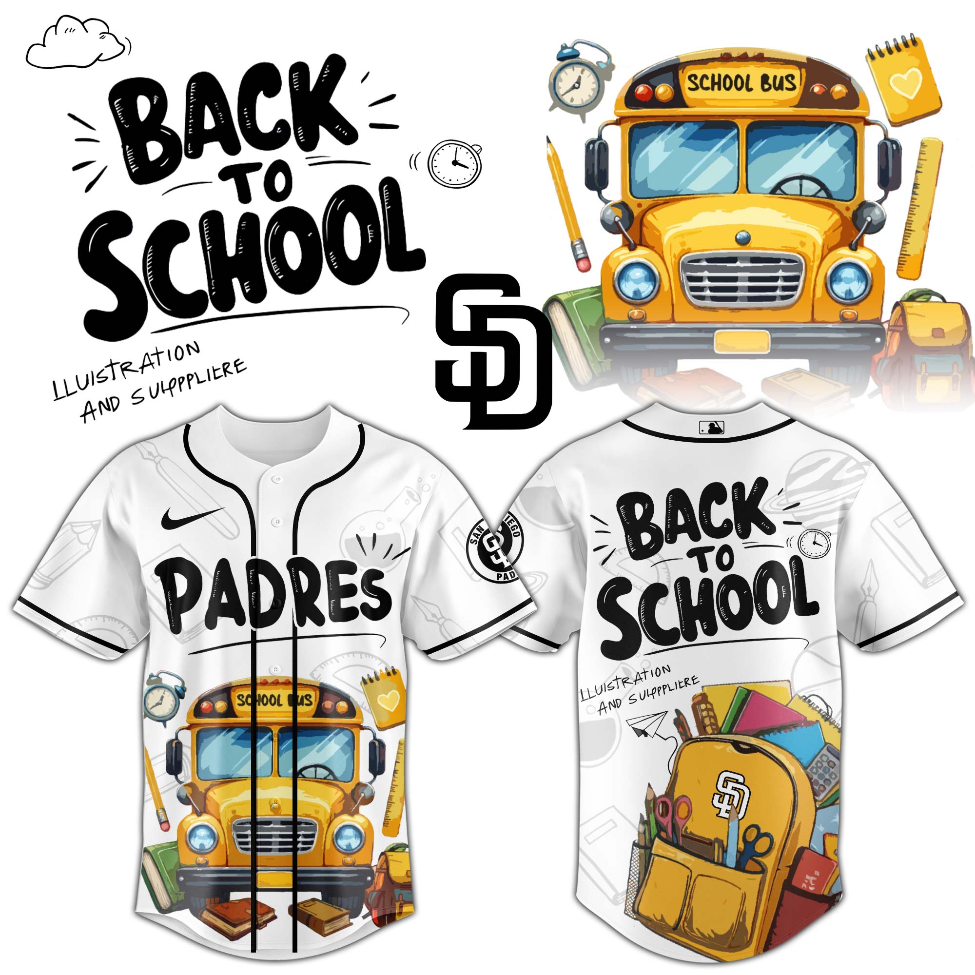 San Diego Padres MLB x Back To School Personalized Baseball Jersey For Fans