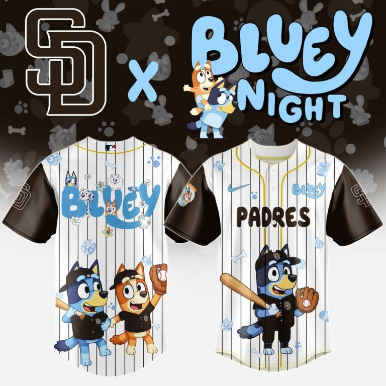 San Diego Padres MLB x Bluey Night Jersey Cute Baseball Best Gifts For Padres Fans
