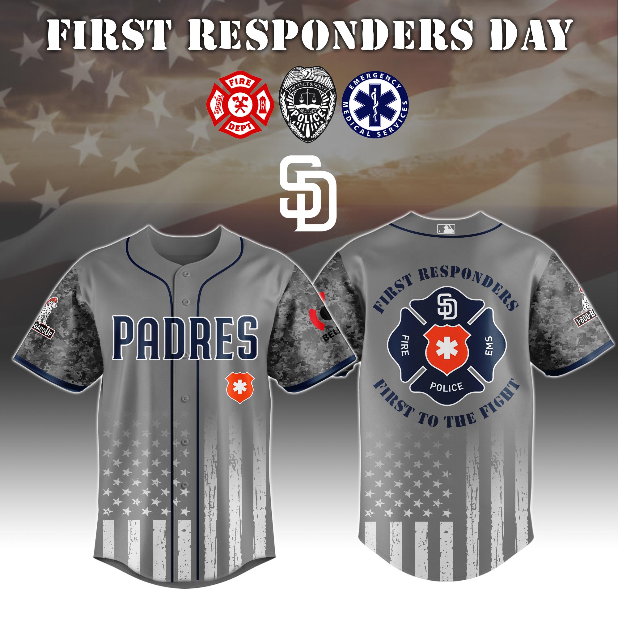 San Diego Padres MLB x First Responders Jersey 2025 Gift For Baseball Fans
