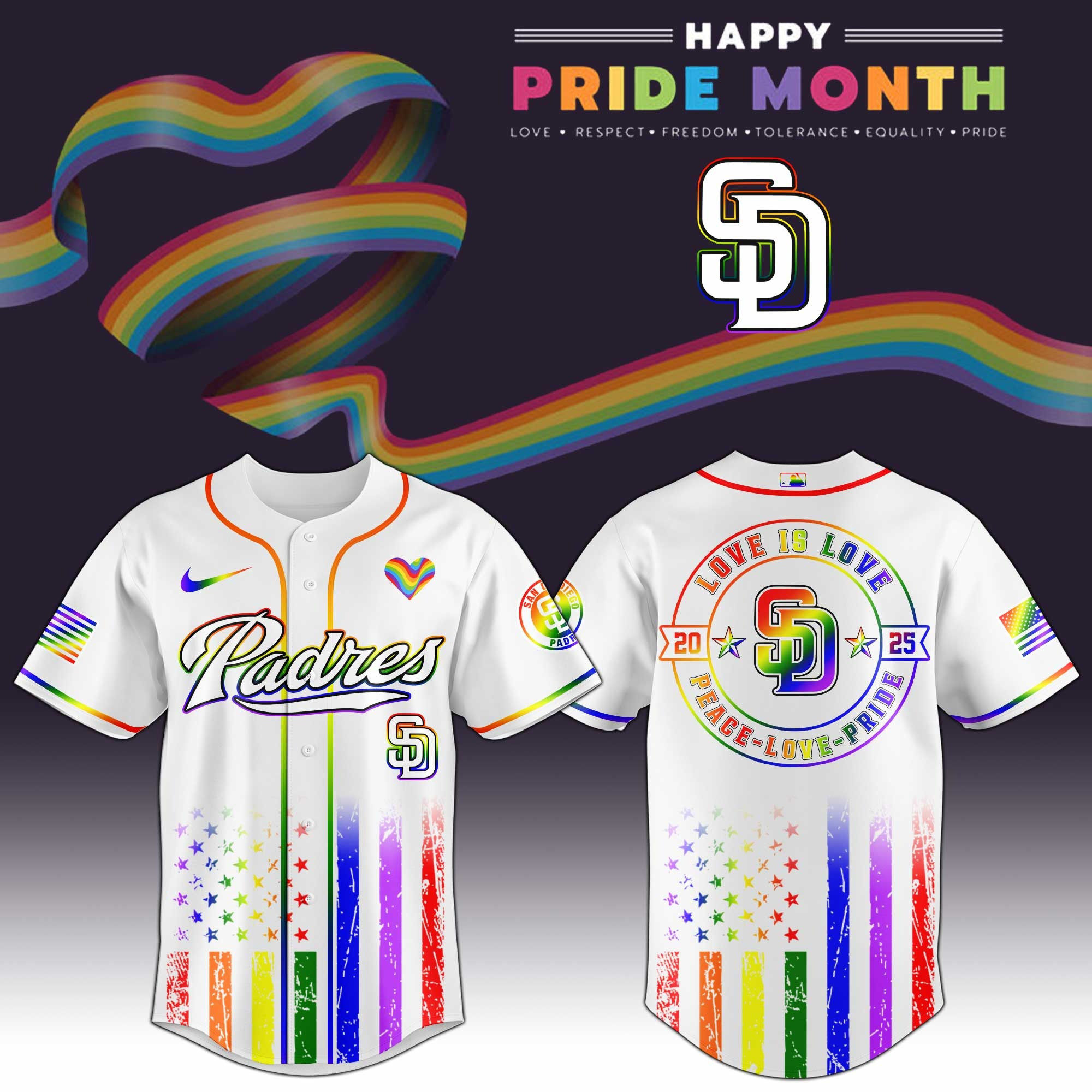 San Diego Padres MLB x Happy Pride Month  Edition Jersey 2025 Gift For LGBT Friend