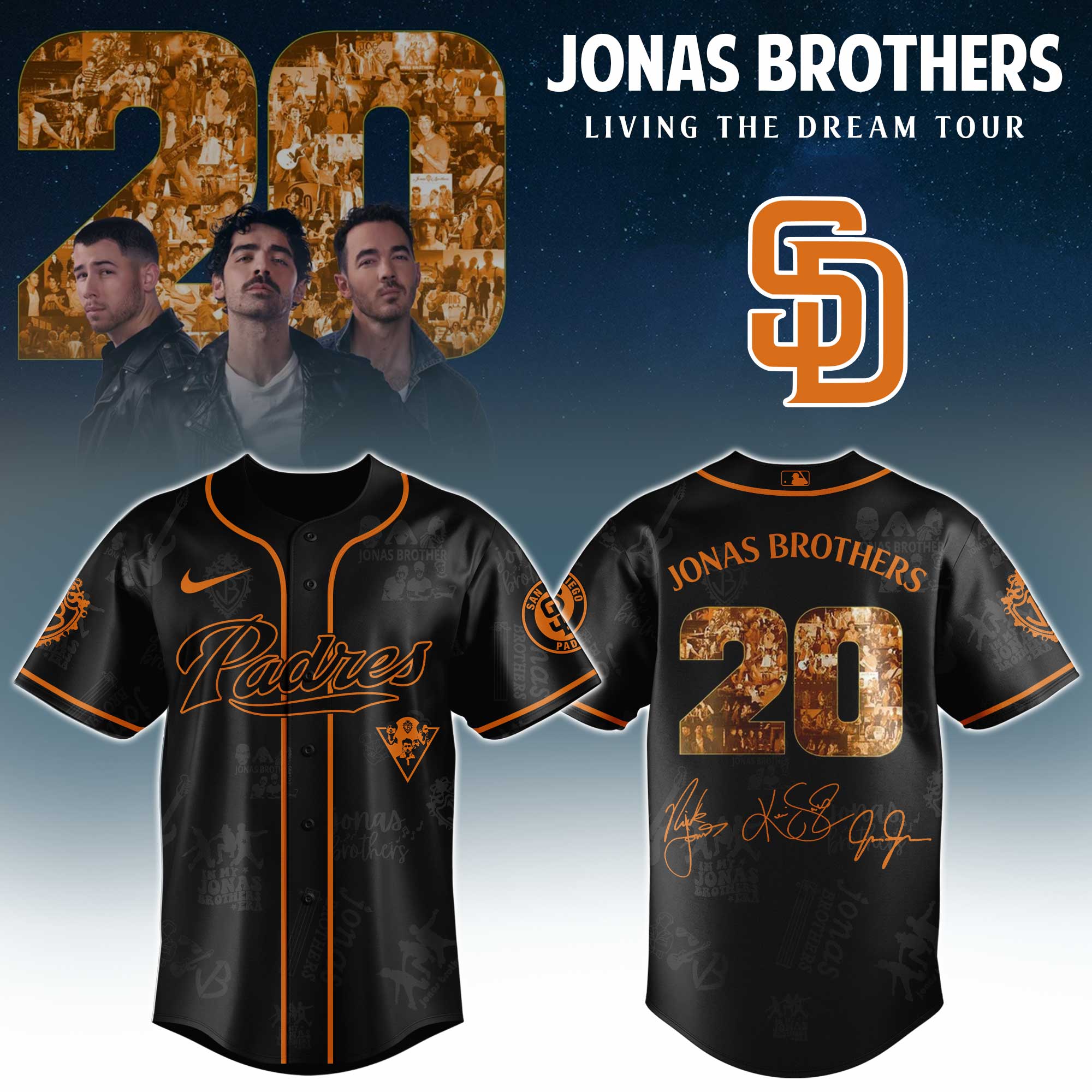 San Diego Padres MLB x Jonas Brothers Tour Personalized Baseball Jersey For Fans