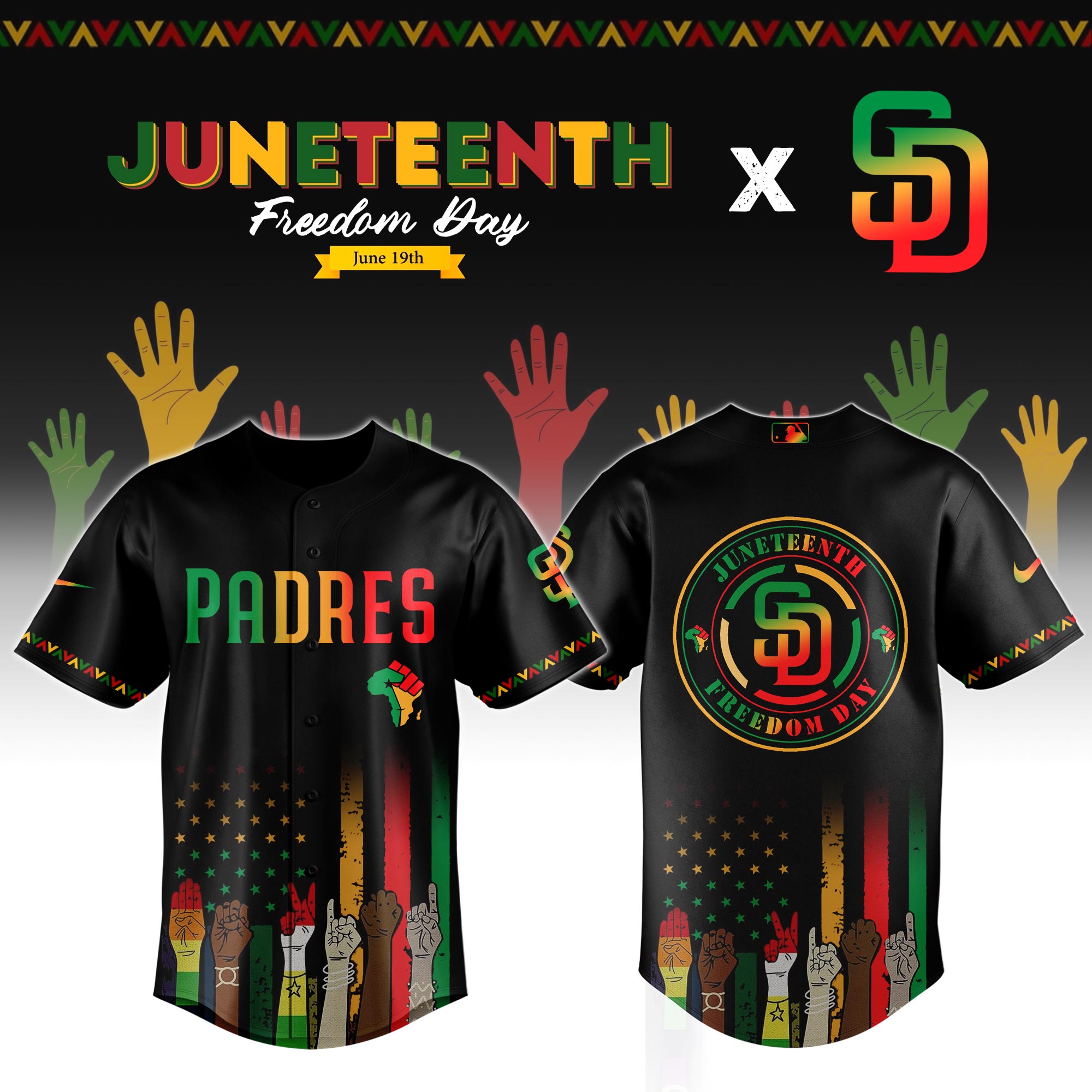 San Diego Padres MLB x Juneteenth Personalized Baseball Jersey For Fan