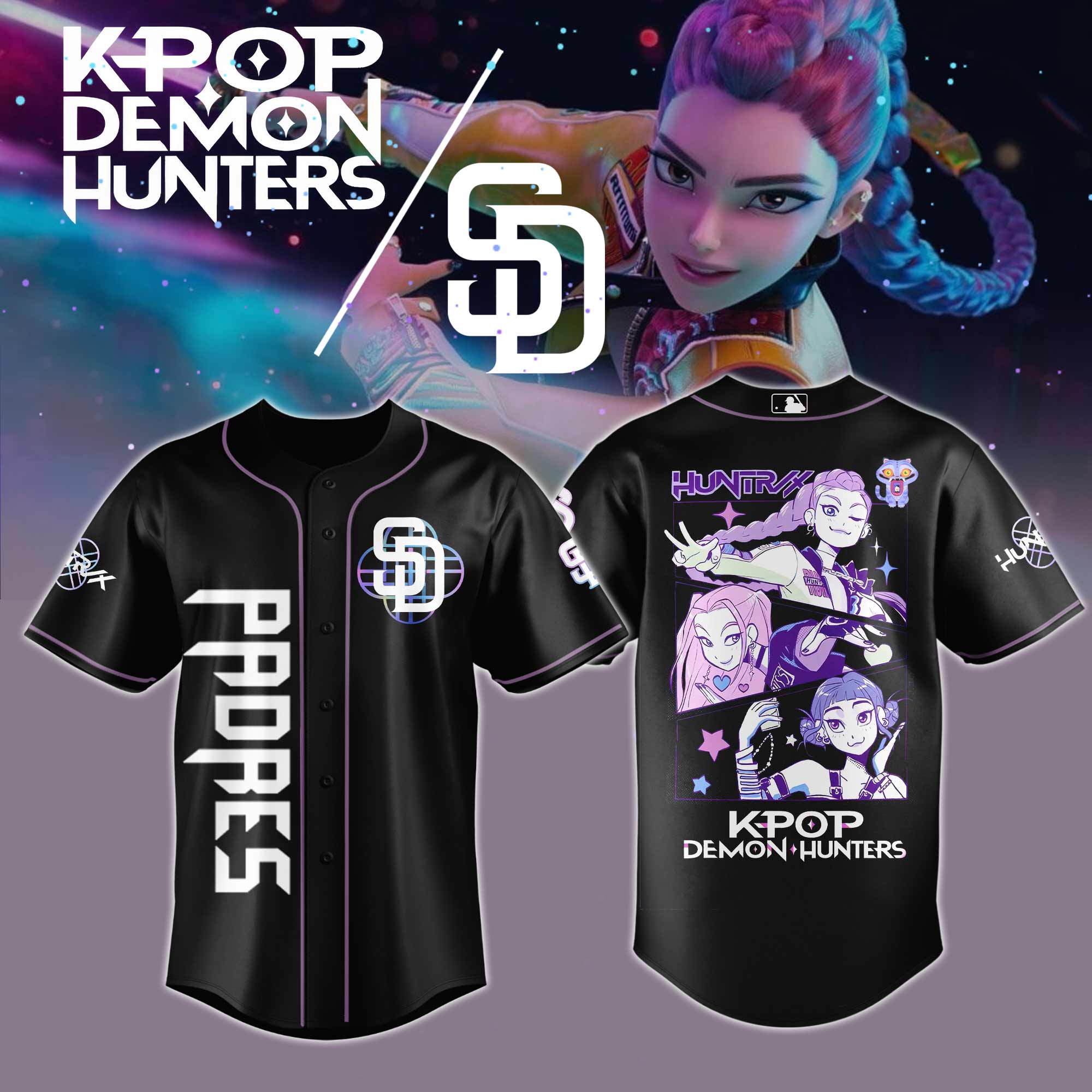 San Diego Padres MLB x KPop Demon Hunters Personalized Baseball Jersey For Fans
